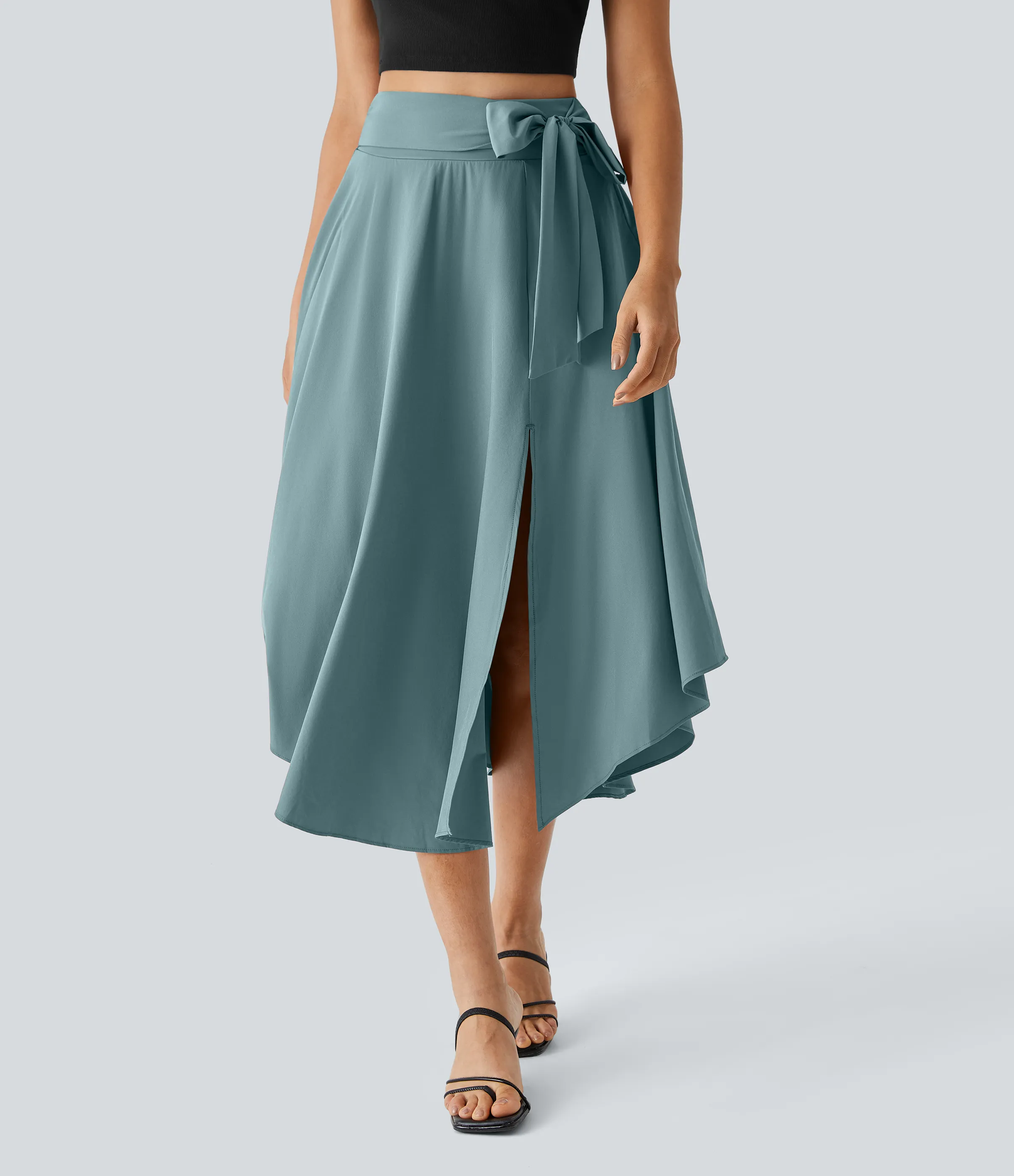 Halara Falda casual midi fluida Breezeful™ 2 en 1 con abertura lateral y tiro alto de secado rápido - Stone Blue - XS(regular) sold by Halara product image thumbnail 5