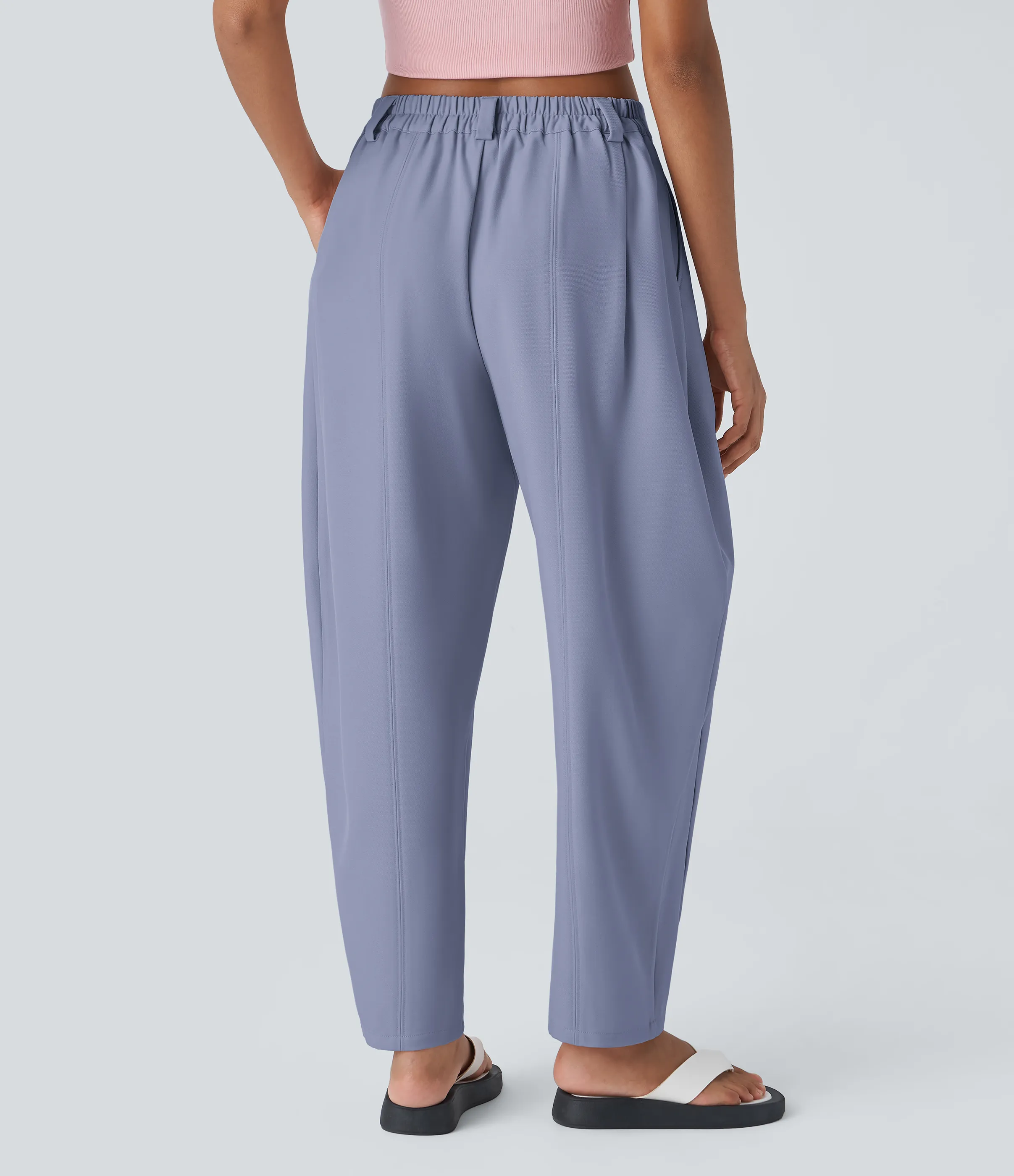 Halara Pantalón oficina pierna barril bolsillo lateral plisado tiro medio - Thistle Down - XL(regular) sold by Halara product image thumbnail 3