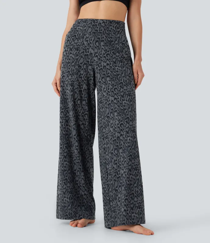 Halara Pantalones de yoga rectos Halara UltraSculpt™ de tiro alto y estampado de leopardo con bolsillos - Shadow Leopard - L(regular) sold by Halara