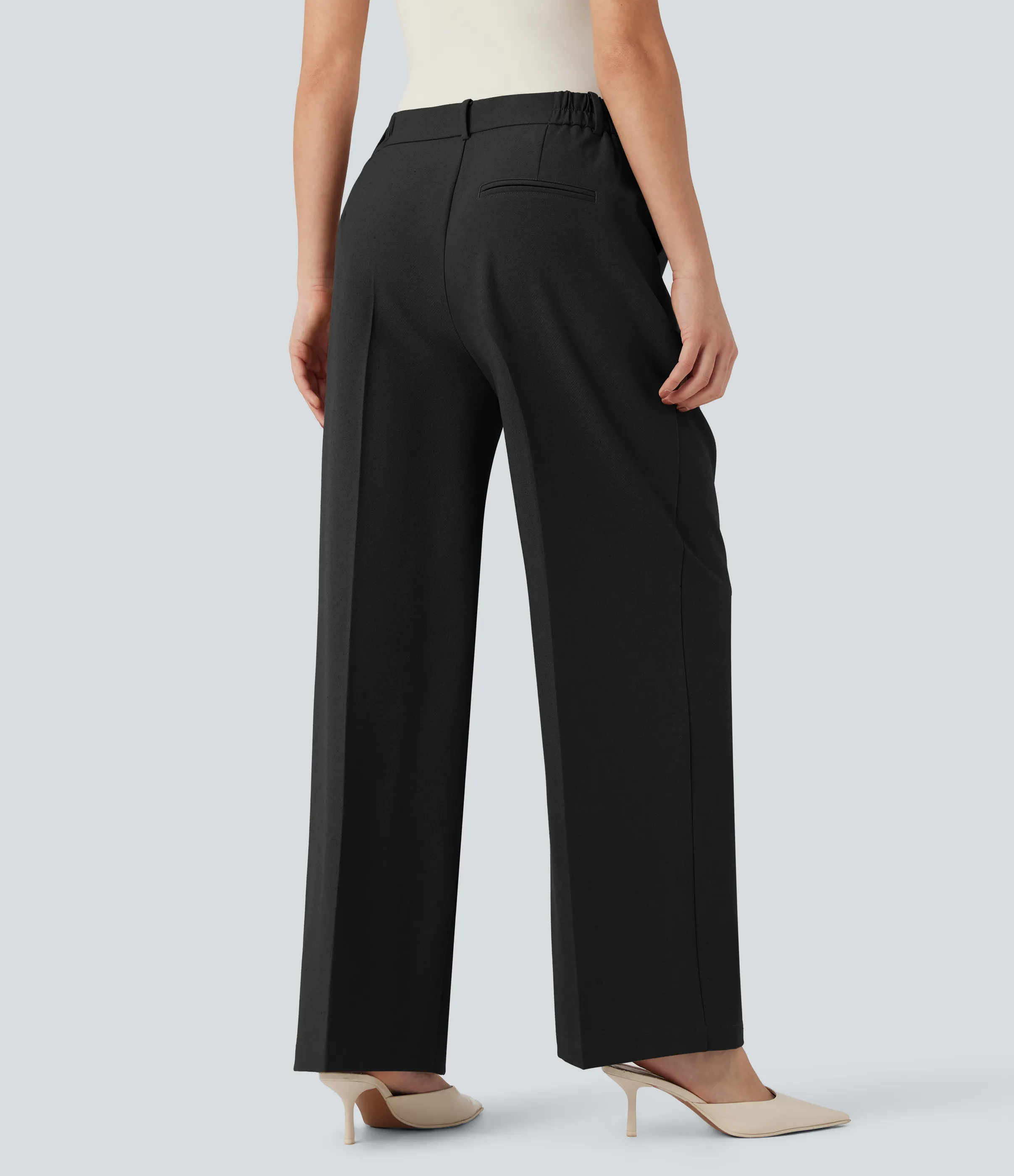 Halara Pantalones de lino rectos de oficina de tiro alto con bolsillos - Black - M(regular) sold by Halara product image thumbnail 3