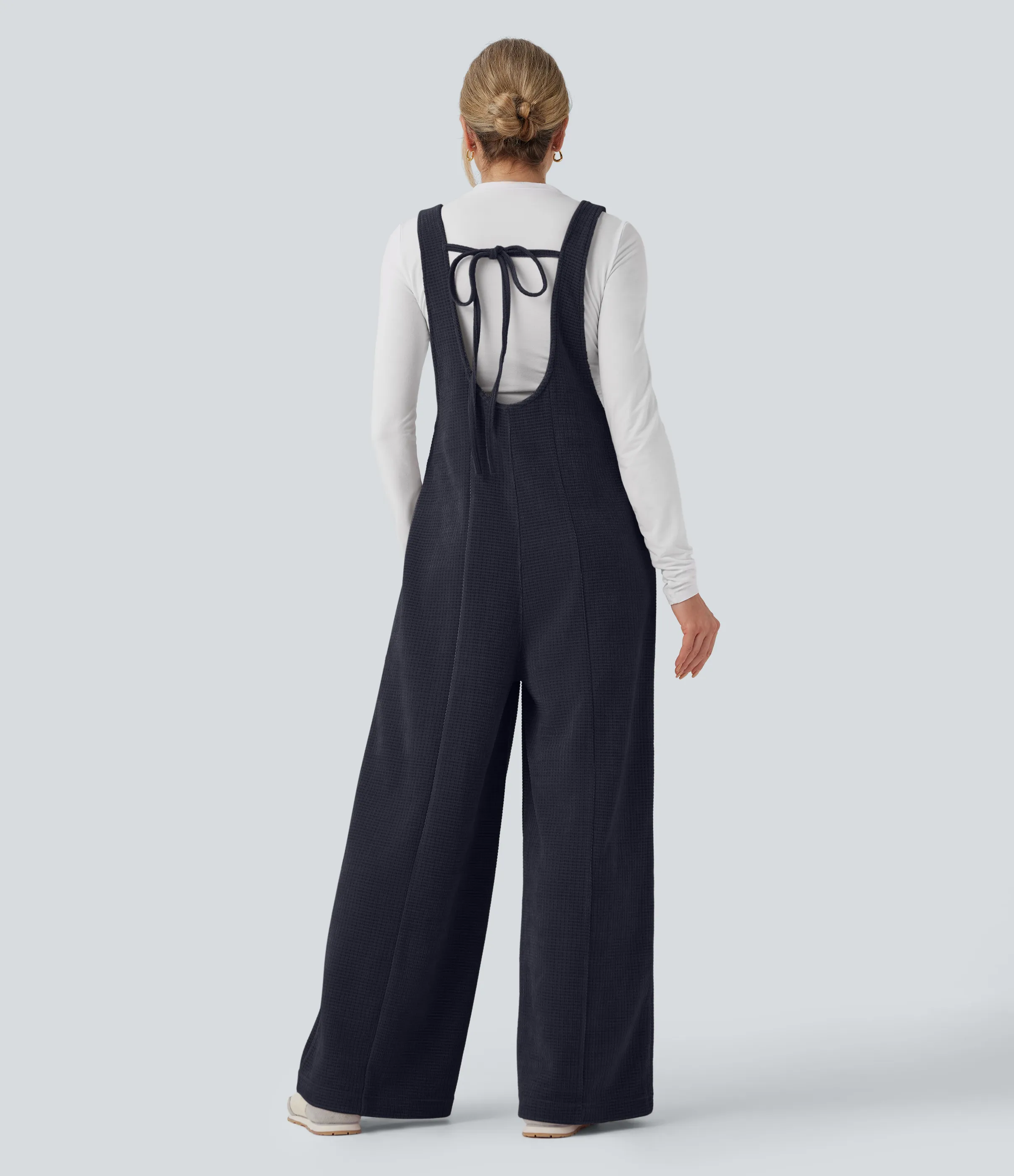 Halara Jumpsuit casual de chenilla con lazo en la espalda y bolsillos - Sky Captain - M(regular) sold by Halara product image thumbnail 3