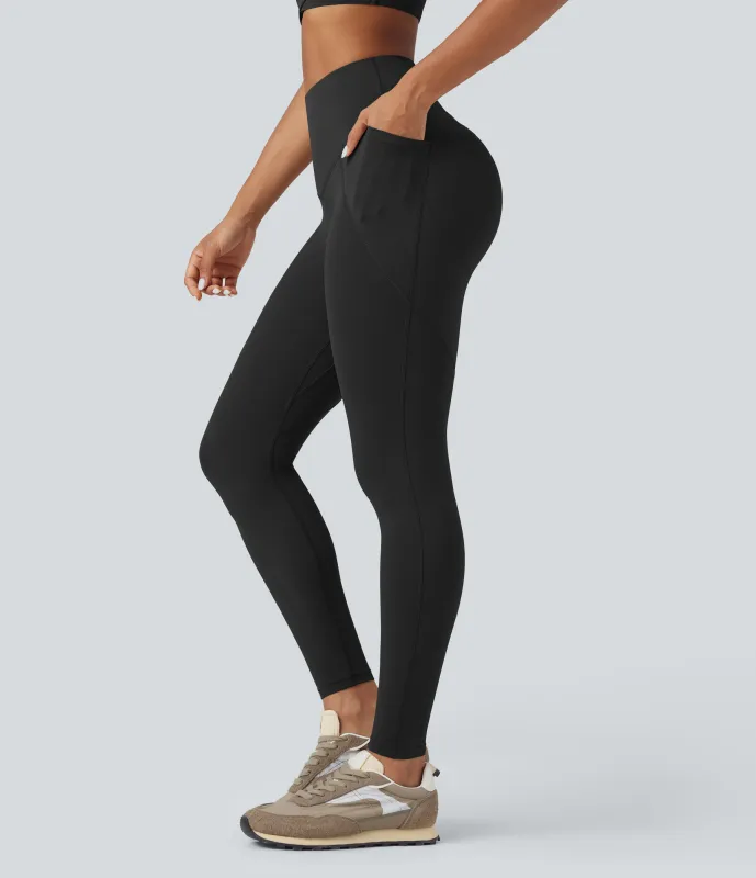Halara Leggings Halara UltraSculpt™ de tiro alto con control de abdomen, levantamiento de glúteos push-up en largo 7/8 con bolsillos - Black - M(7/8) sold by Halara