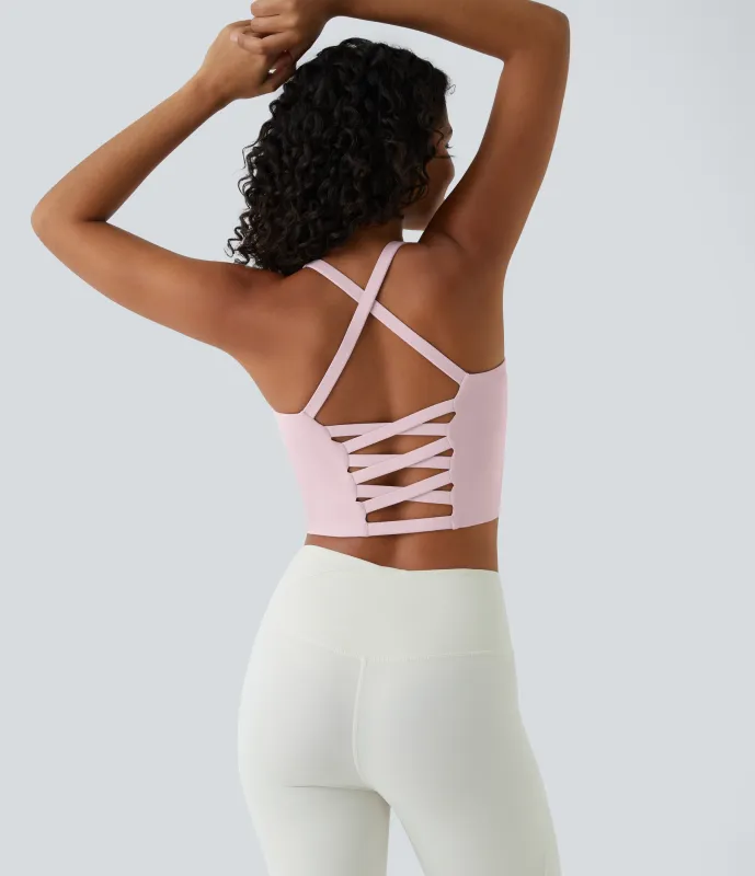 Halara Top corto de yoga en copas D-F - Peachskin - M sold by Halara