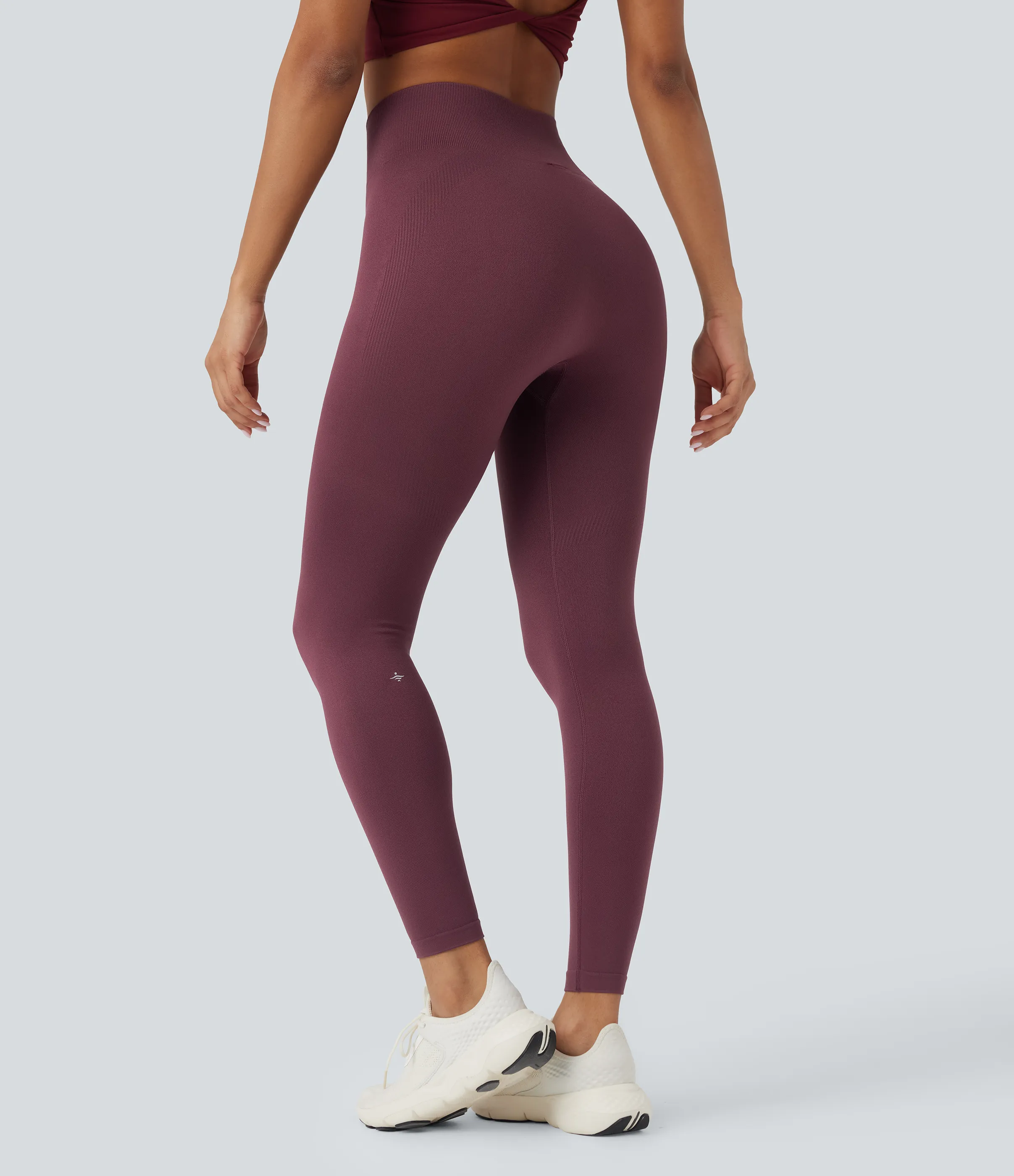 Halara Leggings de yoga de tiro alto de 7/8 sin costuras - Burgundy - S(7/8) sold by Halara