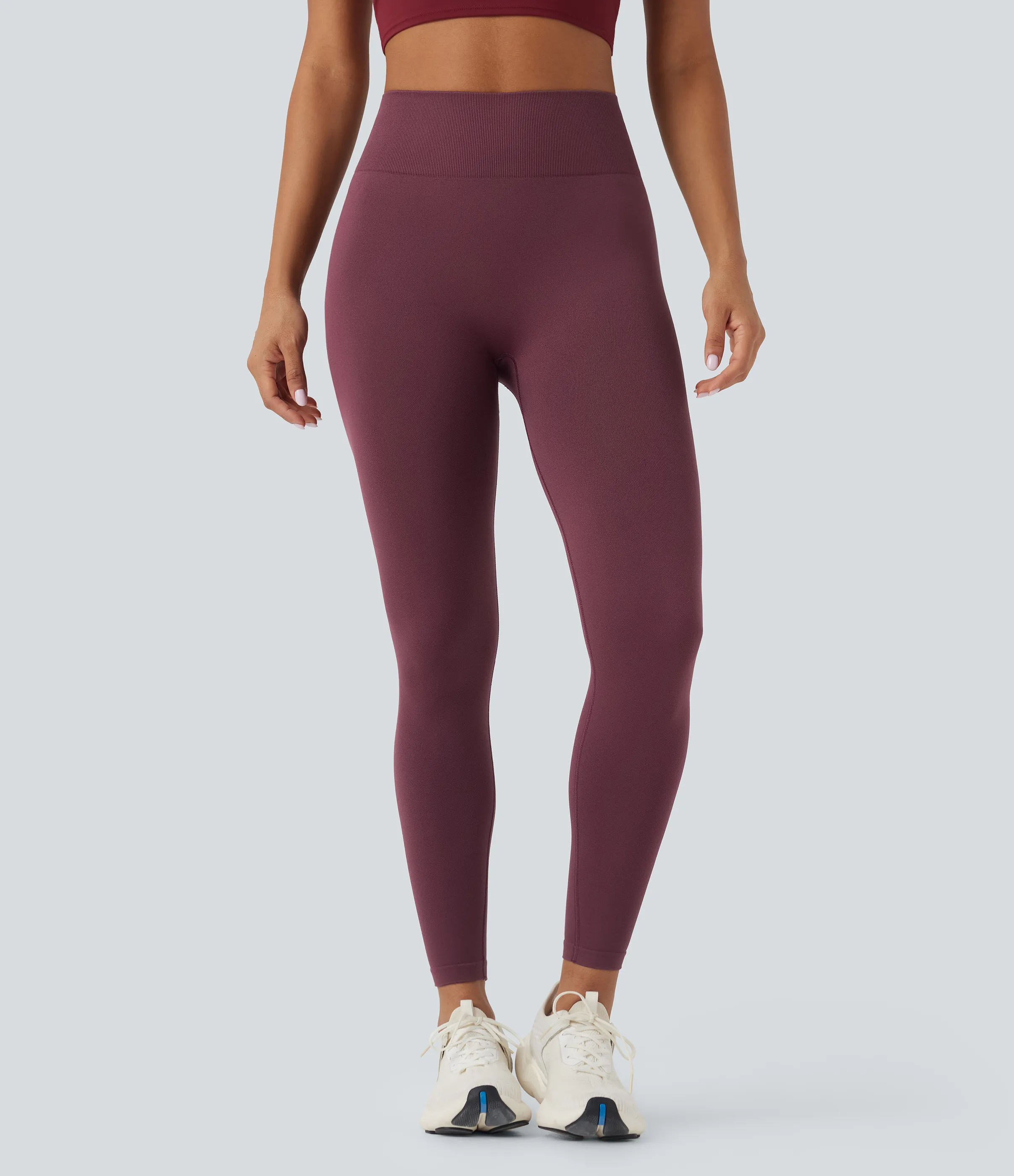 Halara Leggings de yoga de tiro alto de 7/8 sin costuras - Burgundy - S(7/8) sold by Halara product image thumbnail 3
