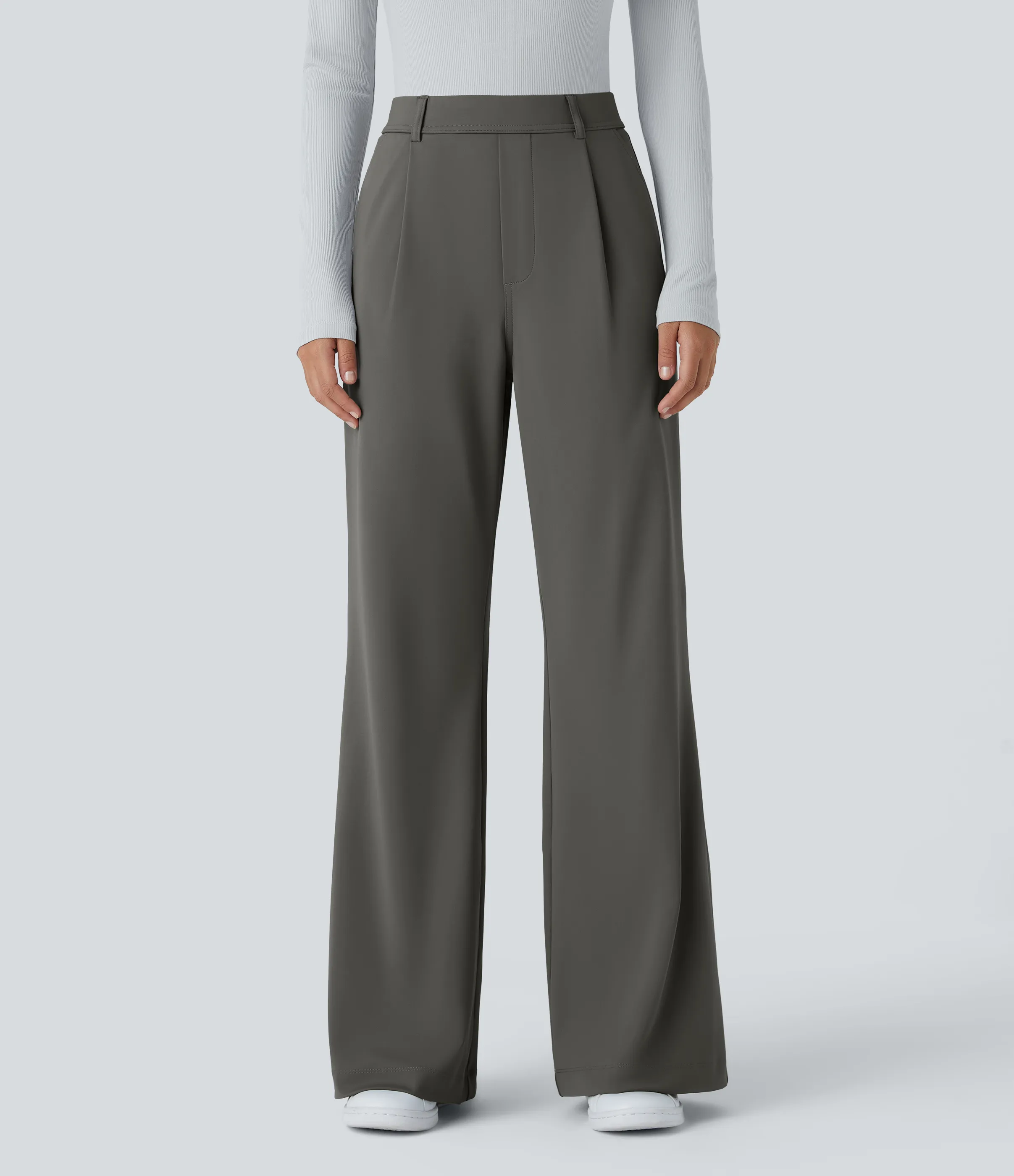 Halara Pantalón oficina acampanado bolsillo lateral tiro alto - Deep Red Grey - XL(petite) sold by Halara product image thumbnail 2