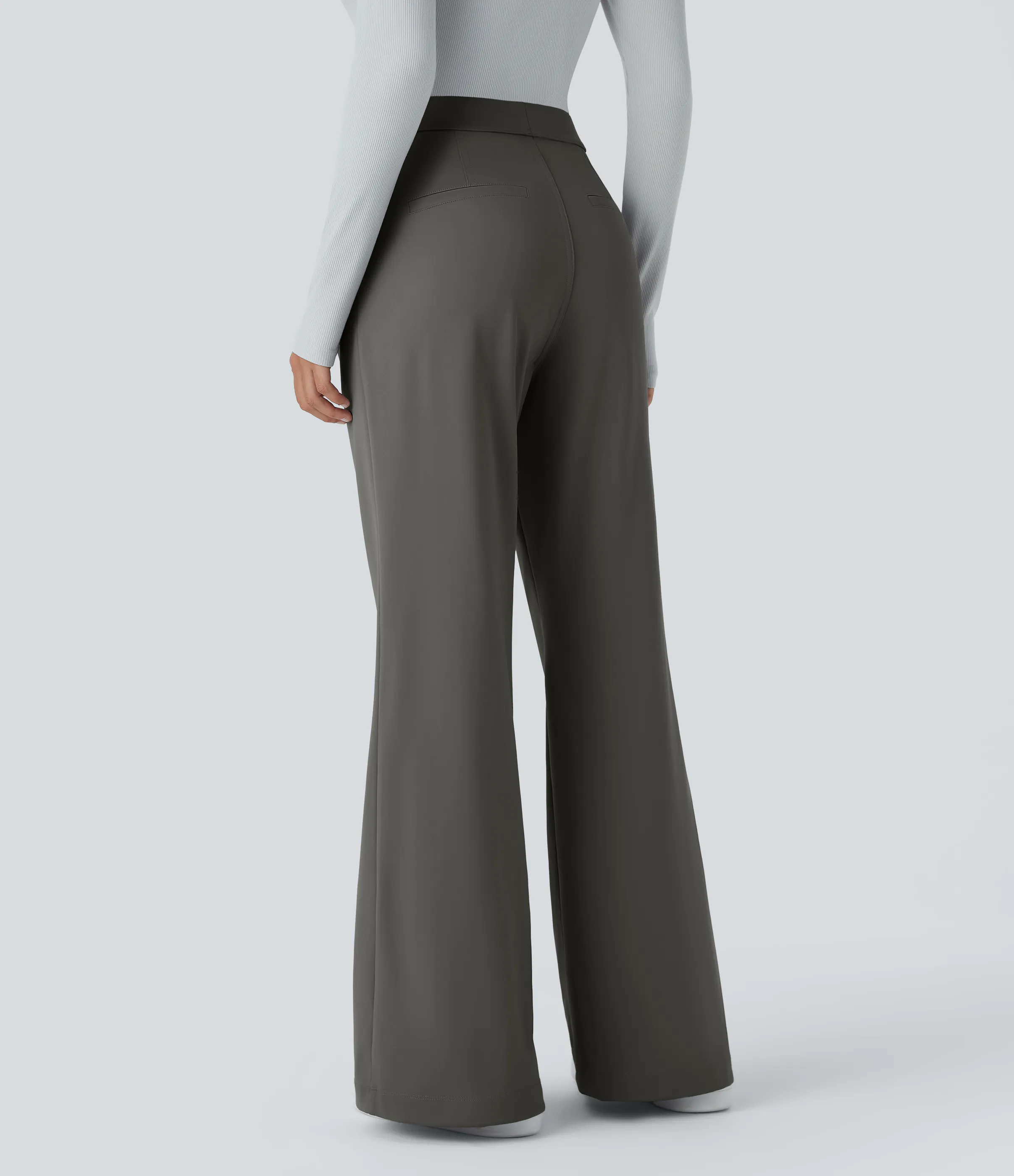 Halara Pantalón oficina acampanado bolsillo lateral tiro alto - Deep Red Grey - XL(petite) sold by Halara product image thumbnail 3