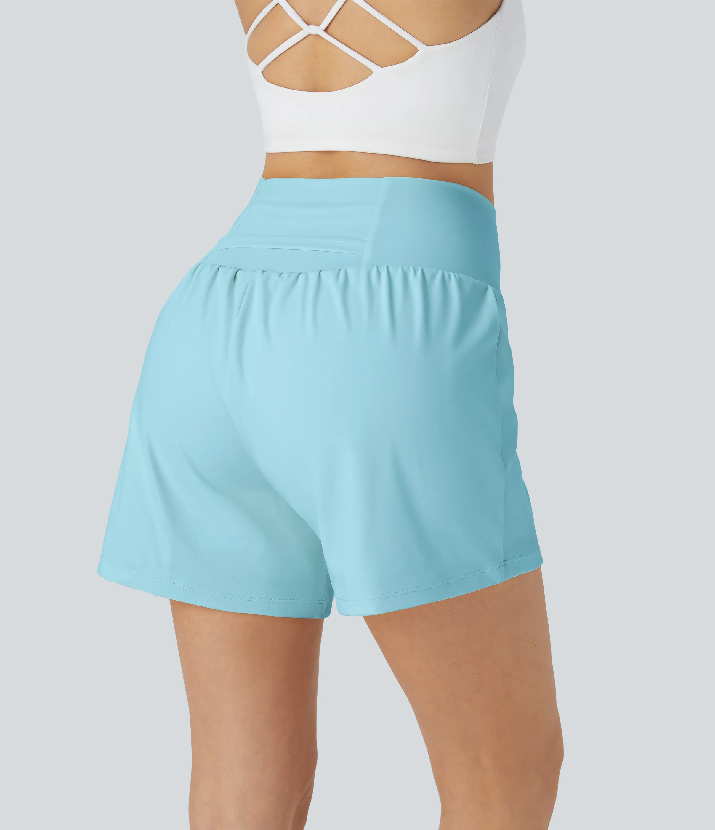 Halara Pantalón corto yoga 2 en 1 bolsillo trasero oculto tiro súper alto bolsillo lateral oculto 12.5cm-más largo - Spun Sugar - L(Long) sold by Halara product image thumbnail 3