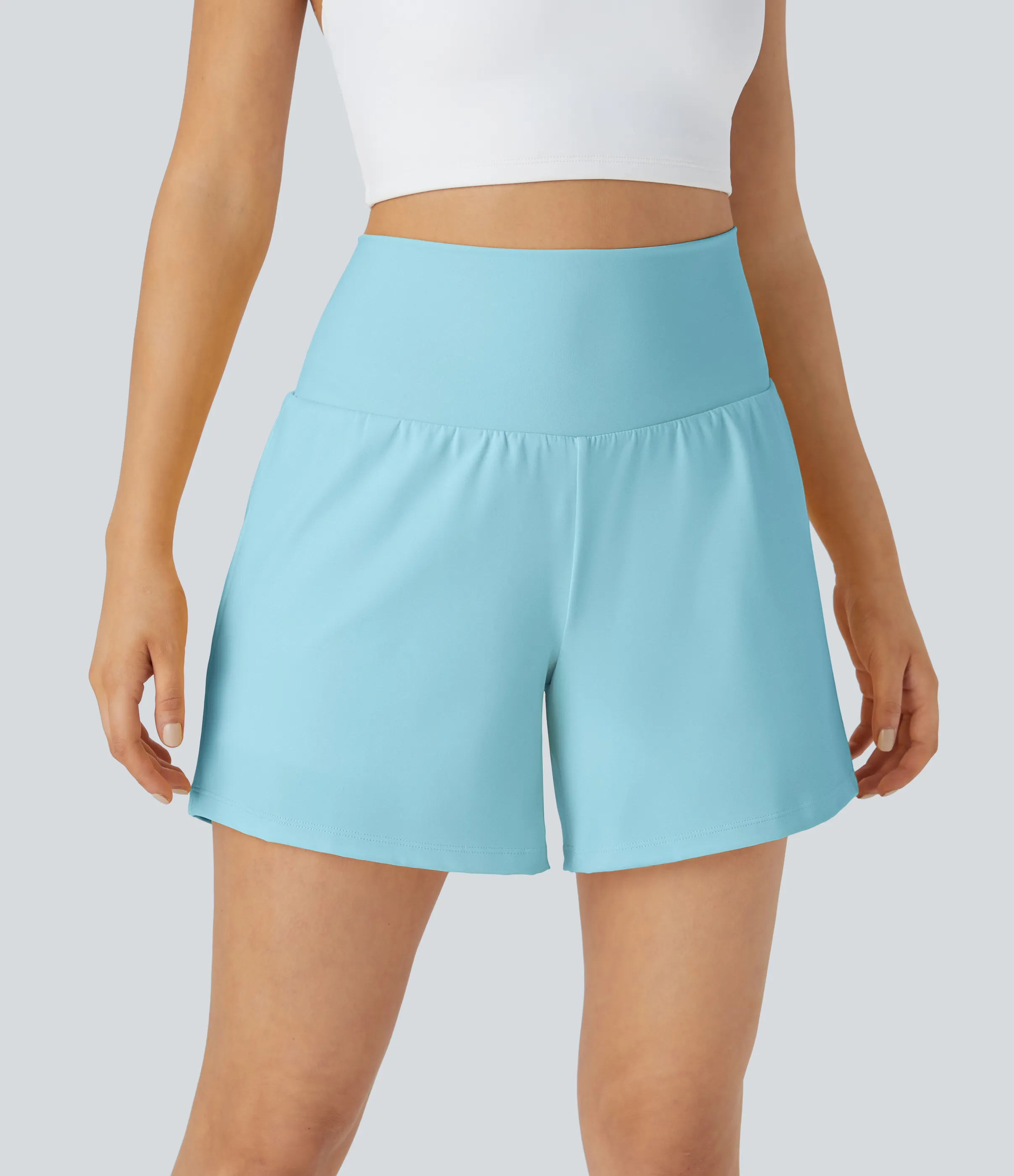 Halara Pantalón corto yoga 2 en 1 bolsillo trasero oculto tiro súper alto bolsillo lateral oculto 12.5cm-más largo - Spun Sugar - L(Long) sold by Halara product image thumbnail 4