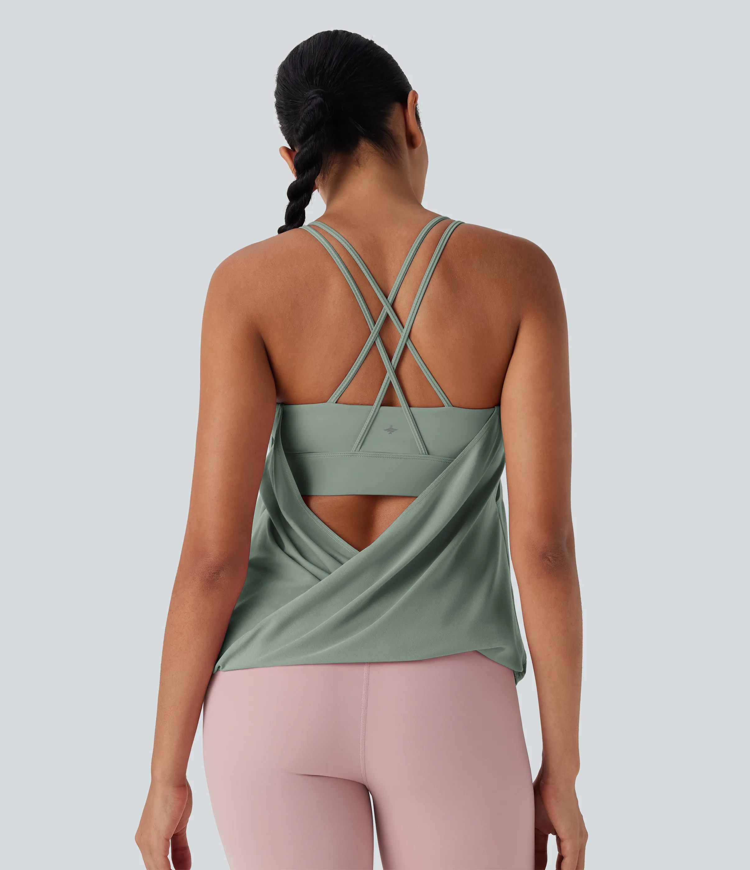 Halara Top yoga secado rápido tirante doble plisado cruzado espalda - Iceberg Green - XS sold by Halara product image thumbnail 5