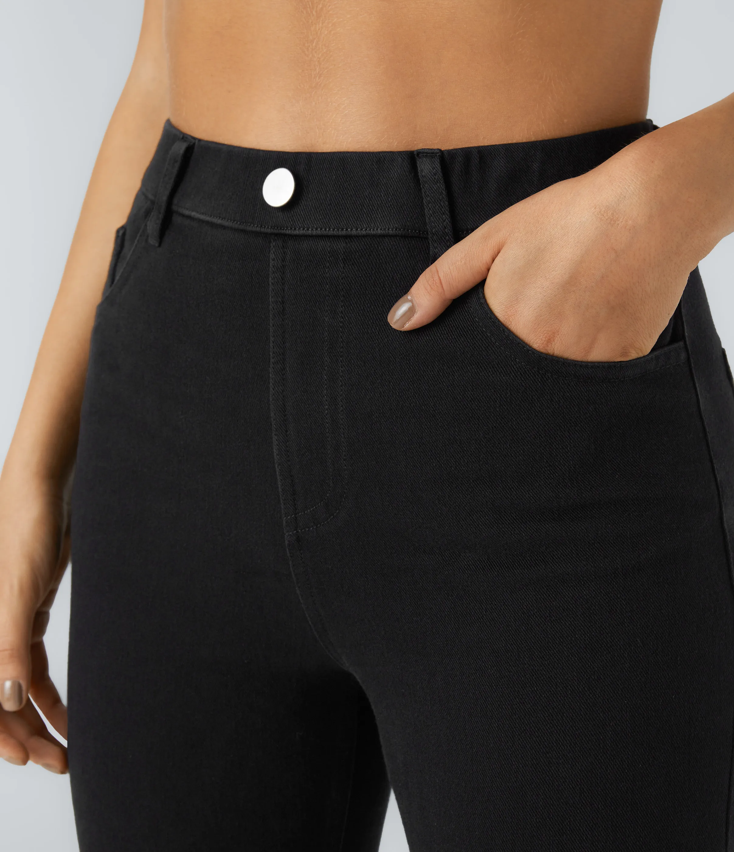 Halara Leggings Halara Flex™ Denim oficina elástico múltiple bolsillo tiro alto - Black Denim - L(7/8) sold by Halara product image thumbnail 5