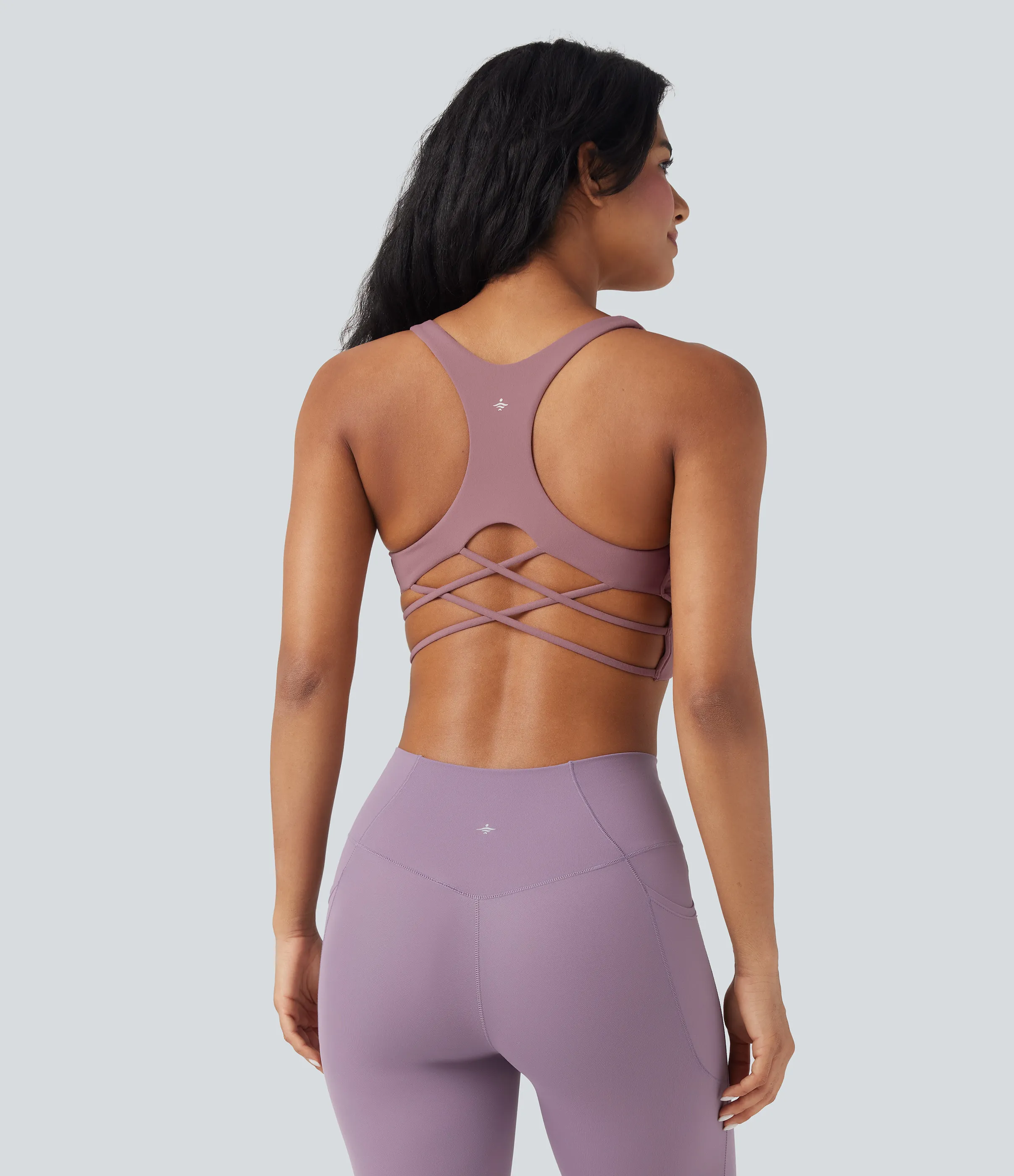 Halara Brasier deportivo de sujeción baja para yoga tipo racerback con tirantes cruzados en copas A-C - Nostalgia Rose - L sold by Halara product image thumbnail 5