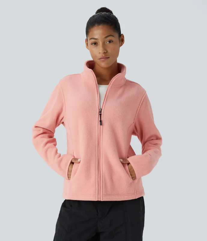 Halara Chaqueta polar cuello alto manga larga cremallera bolsillo lateral - Coral Cloud - XS sold by Halara