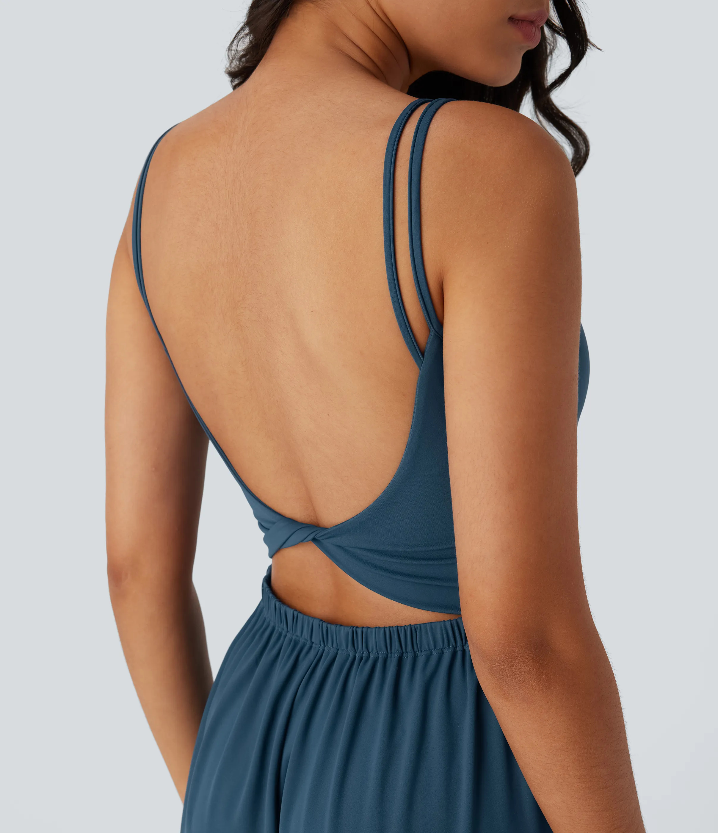 Halara Mono de yoga Softlyzero™ con doble tirante, espalda descubierta torcida, bolsillos laterales y tacto fresco - Edición Easy Peezy - Majolica Blue - S(regular) sold by Halara product image thumbnail 5