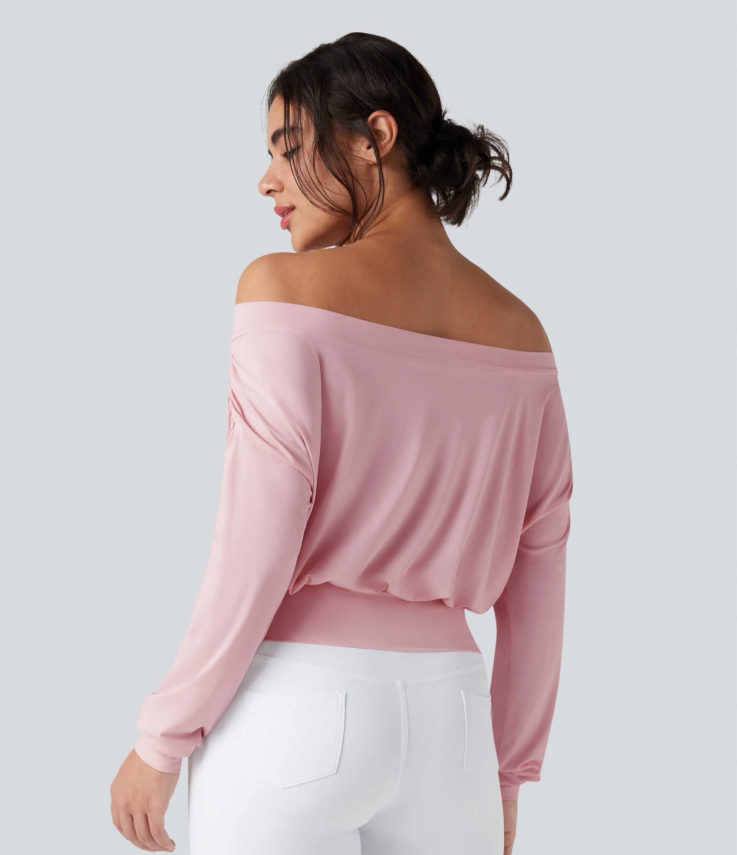 Halara Top deportivo de yoga de secado rápido extragrande con hombros descubiertos y tacto fresco - Pale Lilac - M sold by Halara product image thumbnail 3