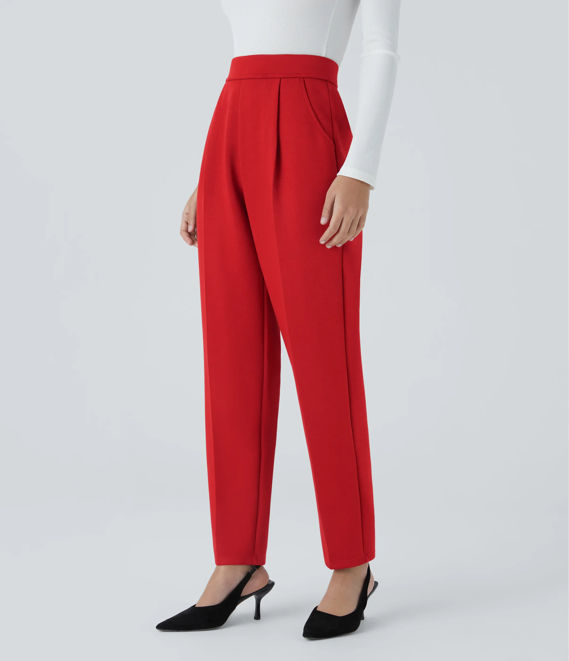 Halara Pantalón oficina cónico bolsillo lateral tiro alto - Vermillion - L(regular) sold by Halara product image thumbnail 4