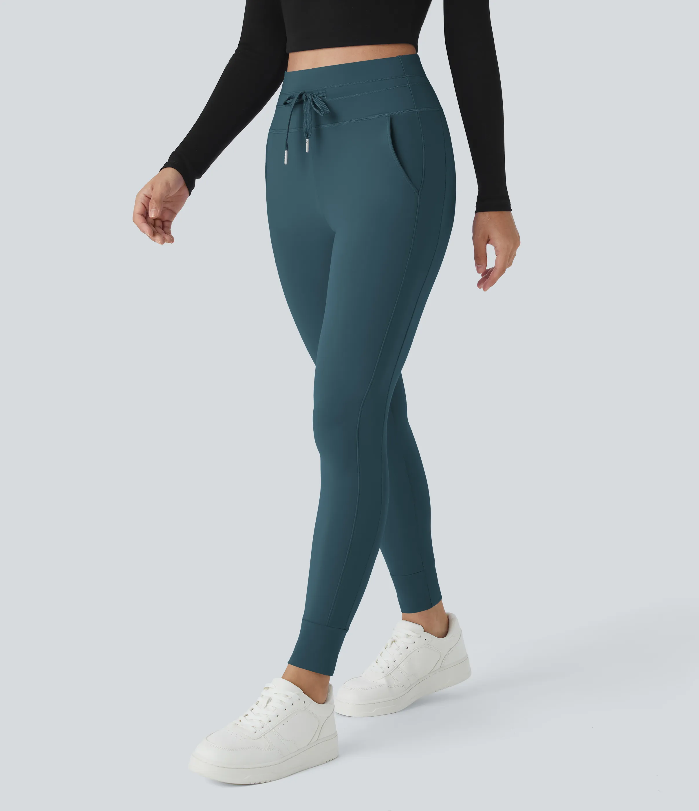 Halara Joggers Softlyzero™ Plush liso largo completo bolsillo lateral cordón tiro alto - Oxford Blue - XS(petite) sold by Halara product image thumbnail 4