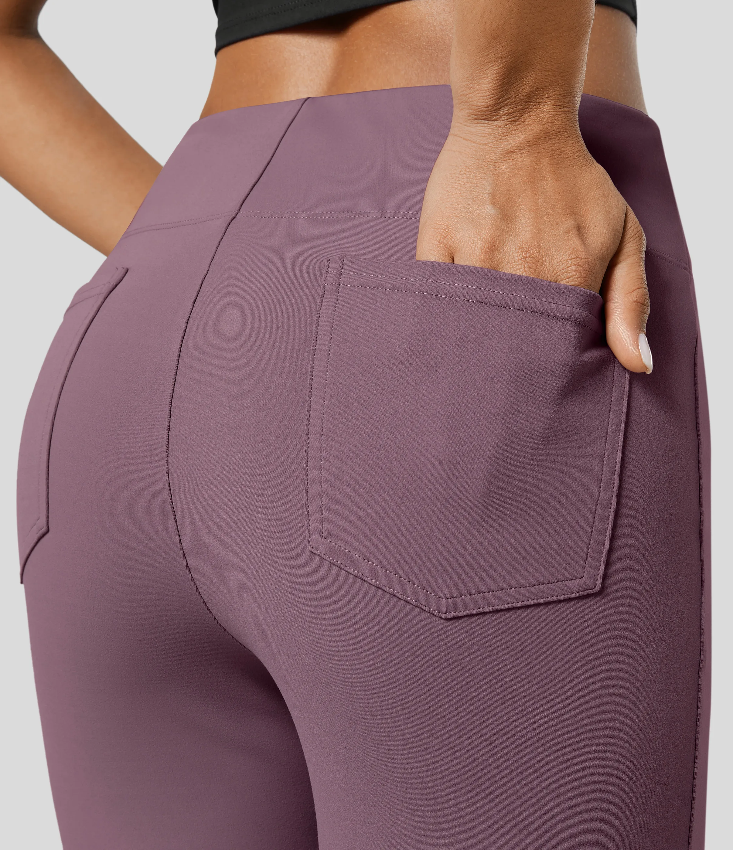Halara Pantalón Halara Flex™ oficina tiro alto bolsillo trasero ligero acampanado - Moonscape - M(petite) sold by Halara product image thumbnail 5