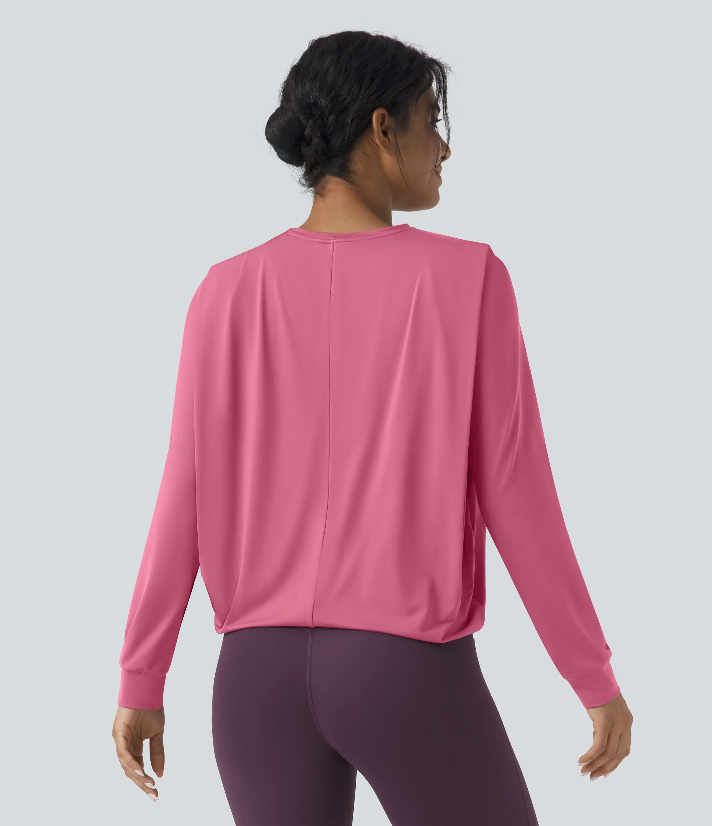 Halara Top deportivo de yoga fruncido de manga larga con cuello redondo - UPF50+ - Pink Lemonade - L sold by Halara product image thumbnail 3