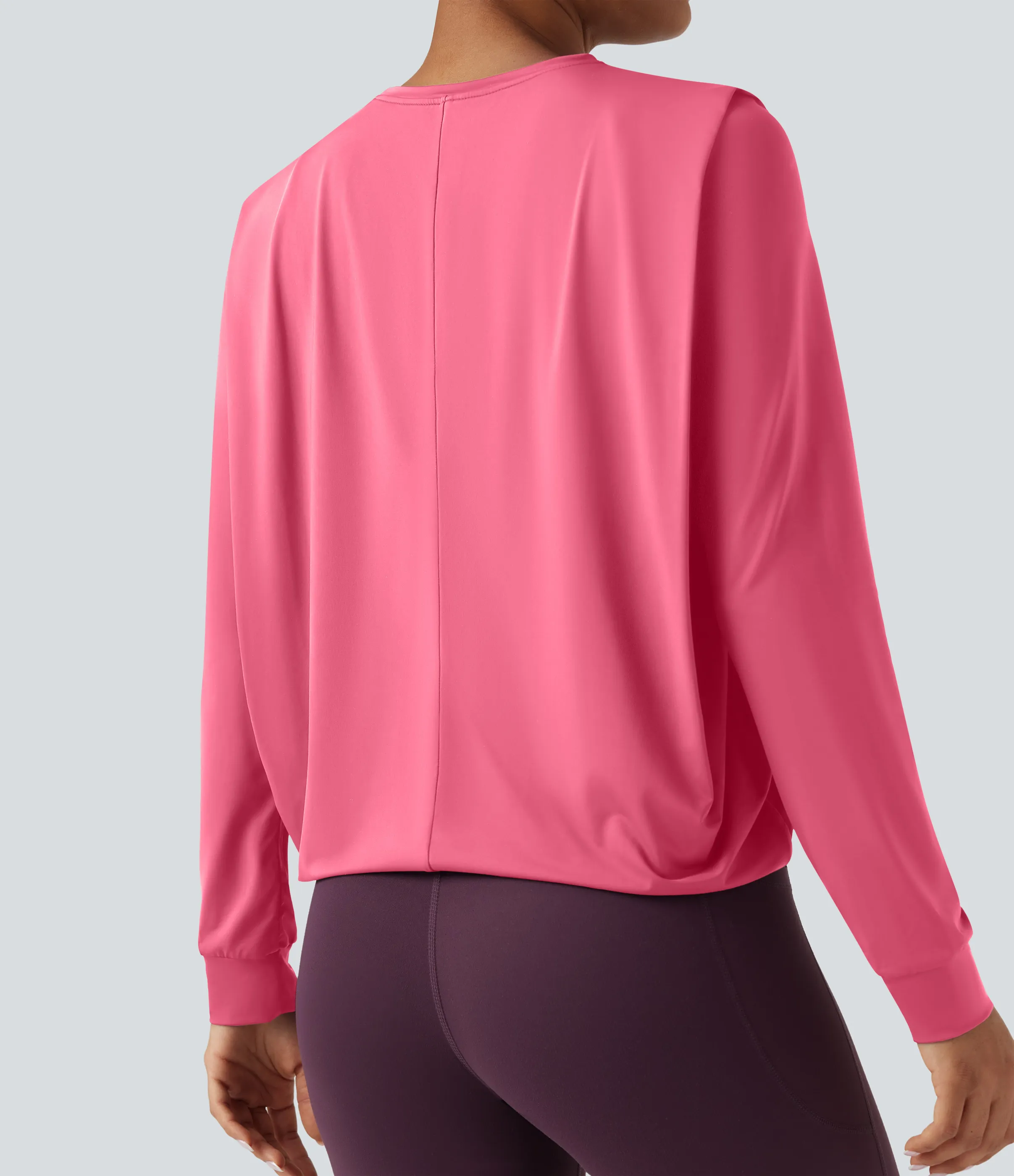 Halara Top deportivo de yoga fruncido de manga larga con cuello redondo - UPF50+ - Pink Lemonade - L sold by Halara product image thumbnail 5