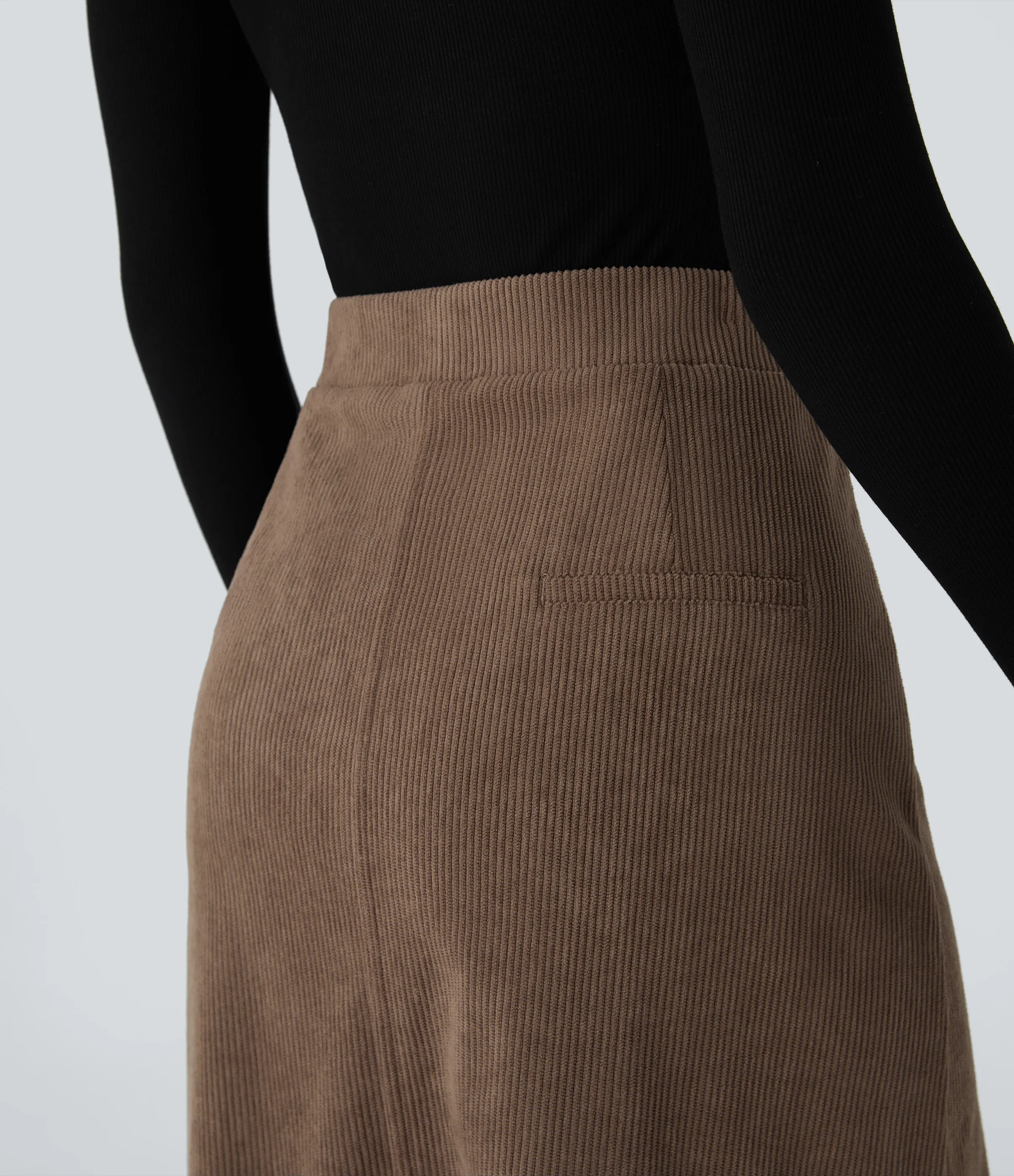 Halara Falda pana midi abertura bolsillo solapa lateral delantero tiro medio - Acorn - M(regular) sold by Halara product image thumbnail 5