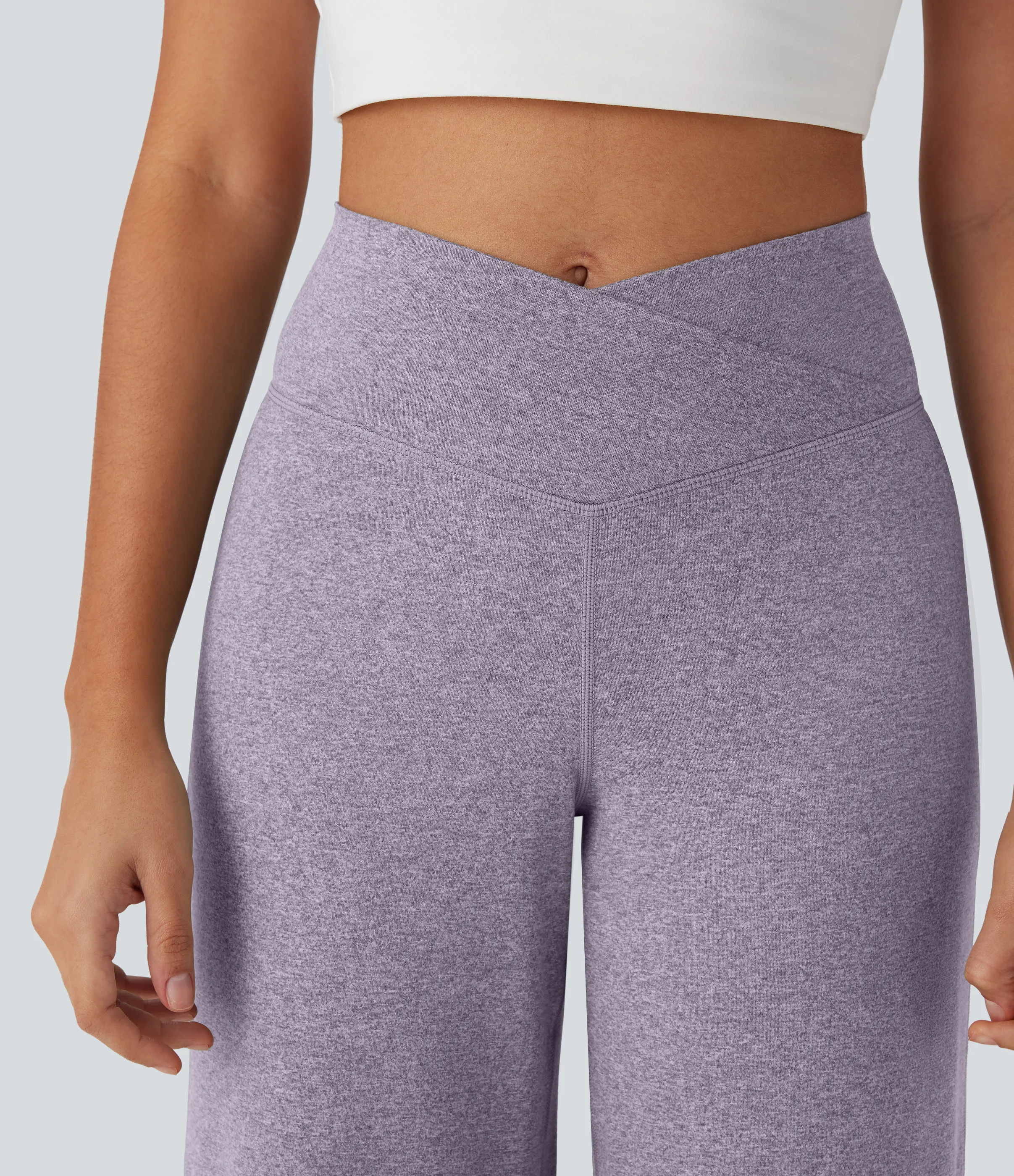 Halara Pantalones de yoga anchos de tiro alto cruzado con bolsillo trasero - Purple Ash Floral Yarn - L(regular) sold by Halara product image thumbnail 5