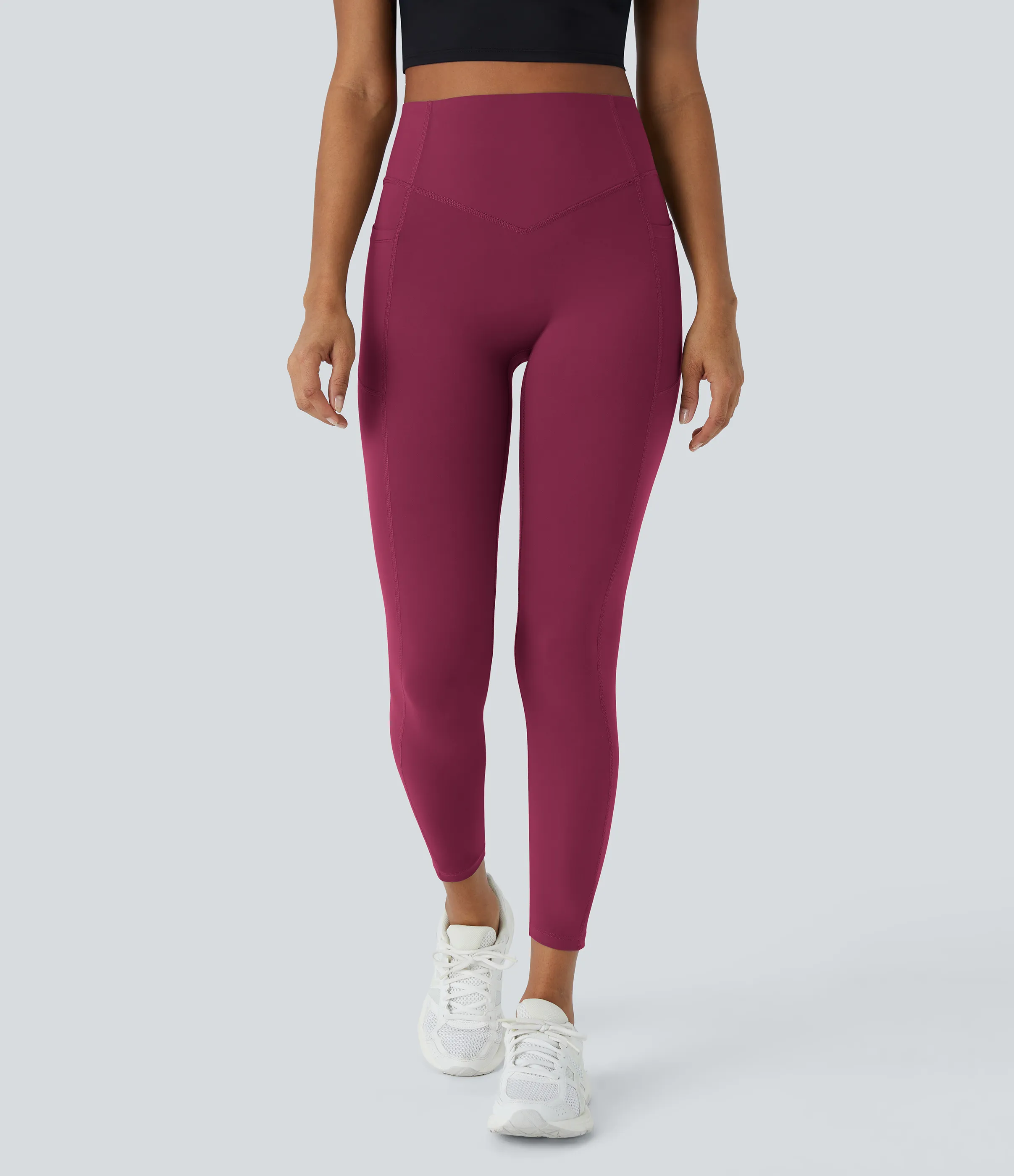 Halara Leggings SoCinched UltraSculpt entrenamiento moldeador bolsillo lateral control abdomen tiro alto - Red Plum - XL(full_length) sold by Halara product image thumbnail 3