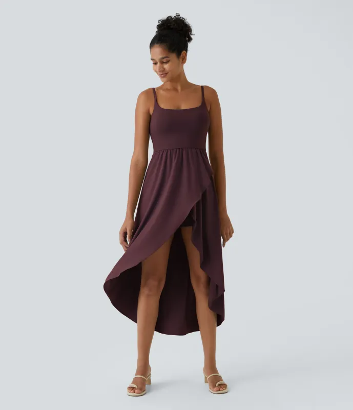 Halara Vestido Midi Breezeful™ 2 piezas tiro alto bajo sin espalda holgado secado rápido bolsillo lateral - Amaranth - L sold by Halara