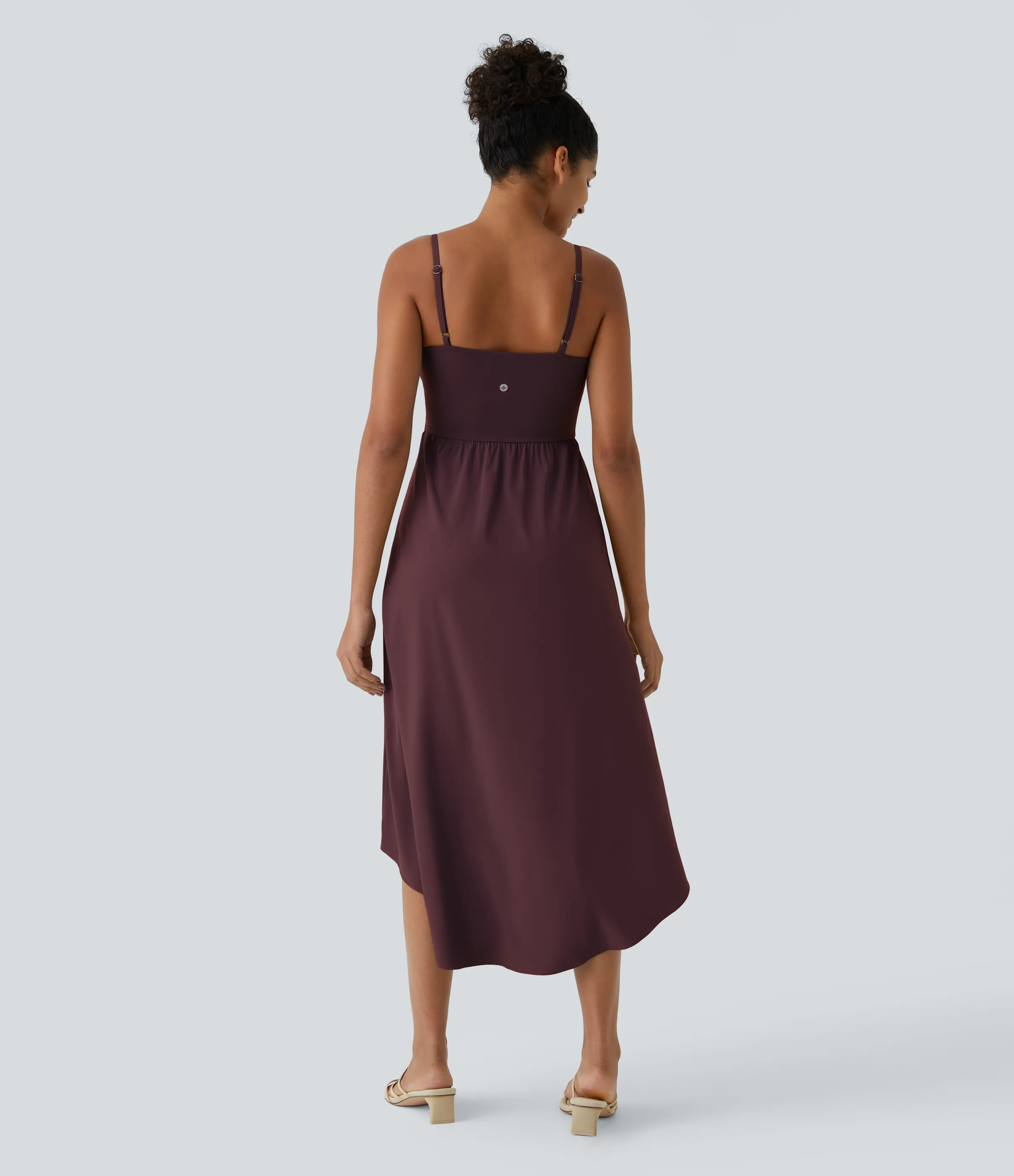 Halara Vestido Midi Breezeful™ 2 piezas tiro alto bajo sin espalda holgado secado rápido bolsillo lateral - Amaranth - L sold by Halara product image thumbnail 3