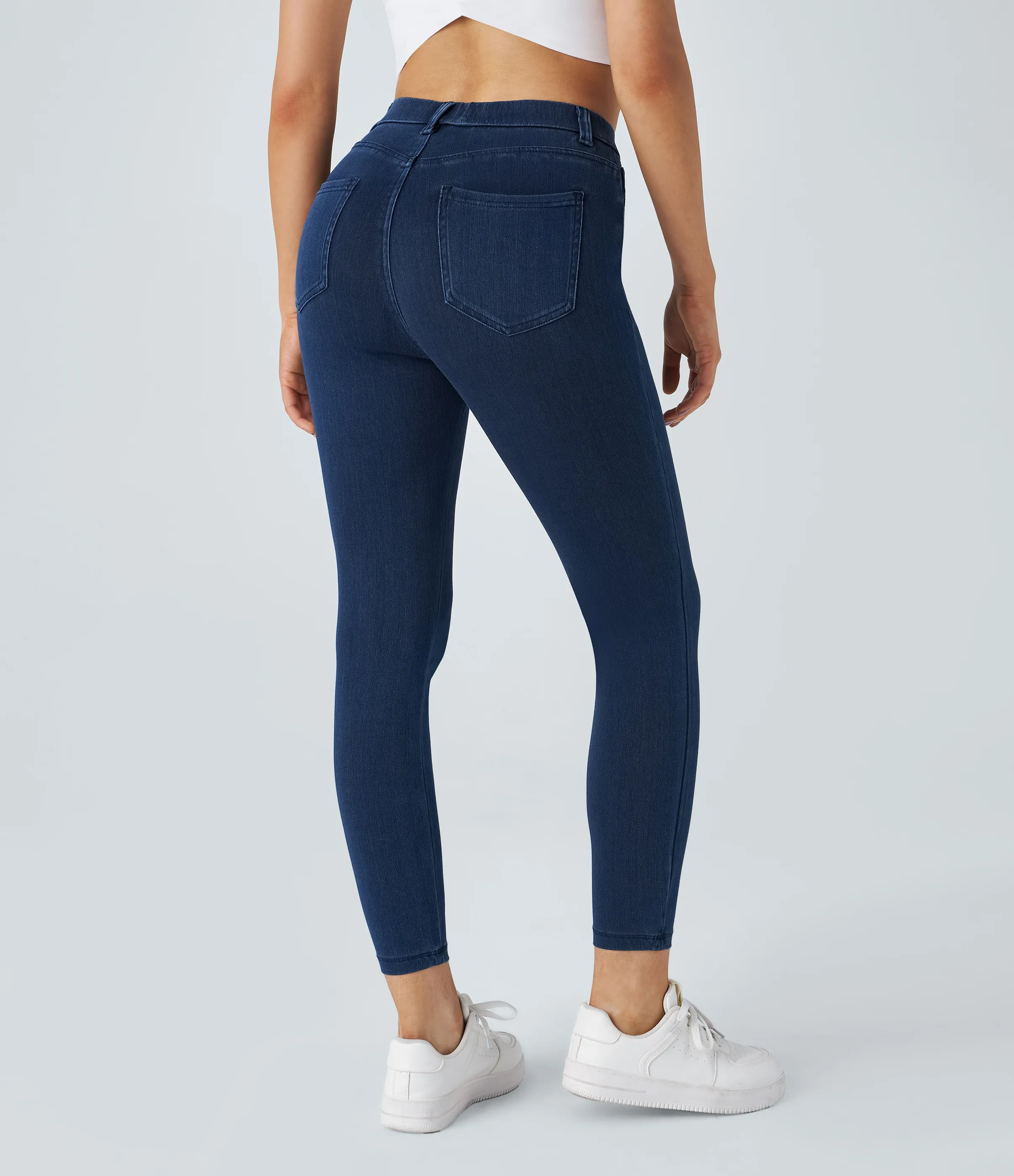 Halara Leggings Halara Flex™ Denim oficina elástico múltiple bolsillo tiro alto - Washed Denim Navy Blue - XS(full_length) sold by Halara product image thumbnail 3