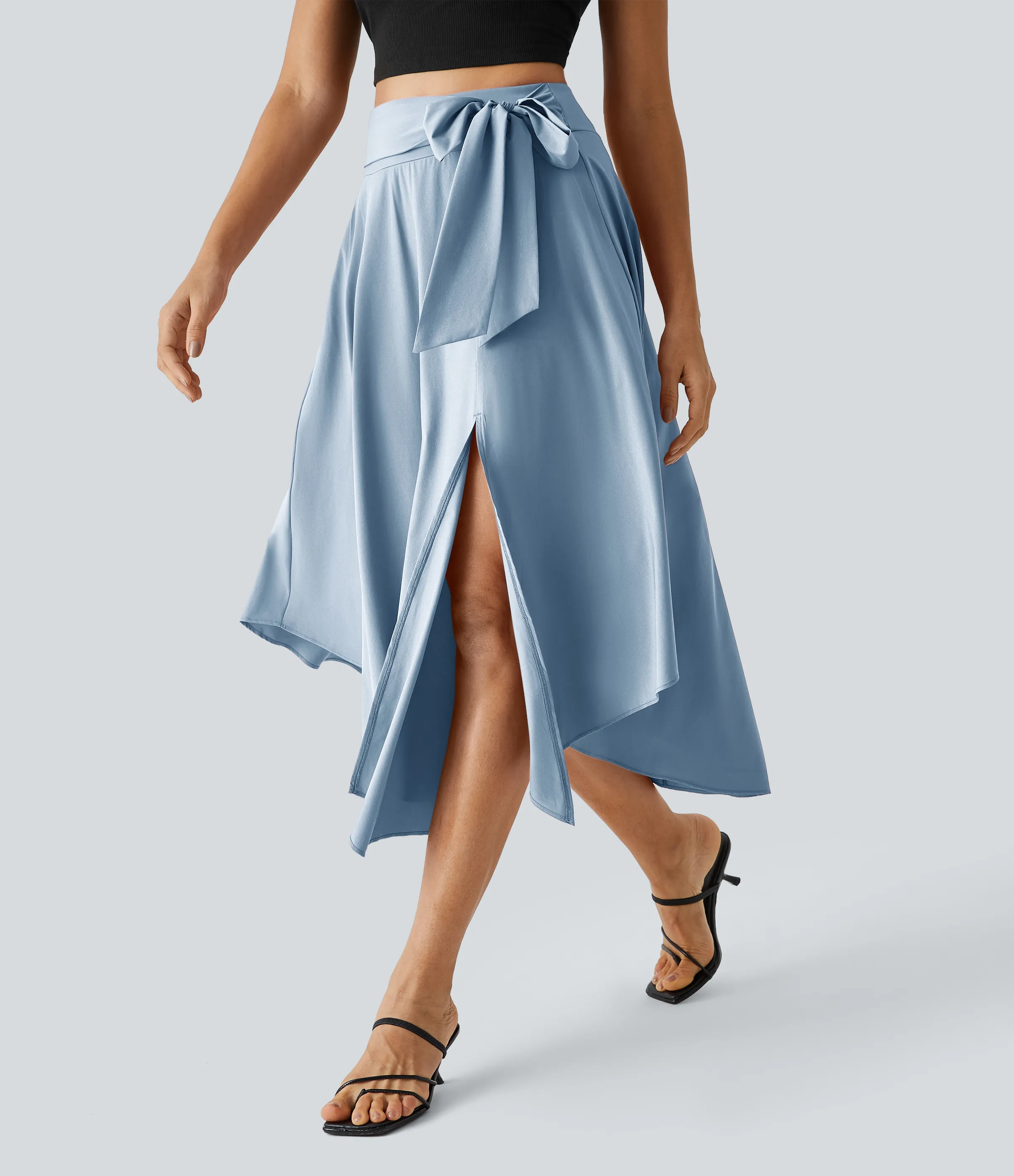 Halara Falda casual midi fluida Breezeful™ 2 en 1 con abertura lateral y tiro alto de secado rápido - Ballad Blue - S(regular) sold by Halara product image thumbnail 4