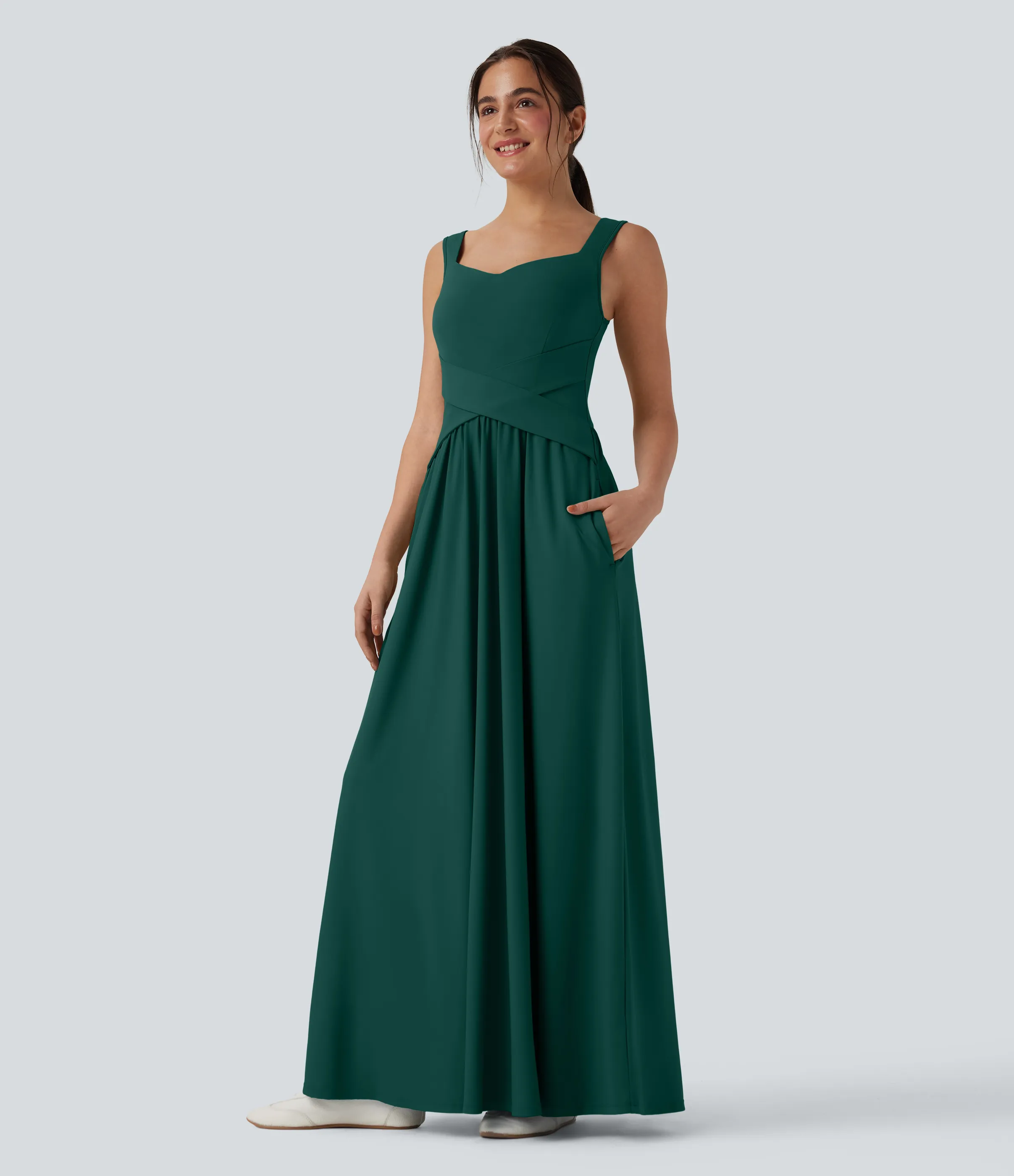 Halara Vestido largo maxi casual fluido con bolsillos - Rain Forest - XL sold by Halara product image thumbnail 2