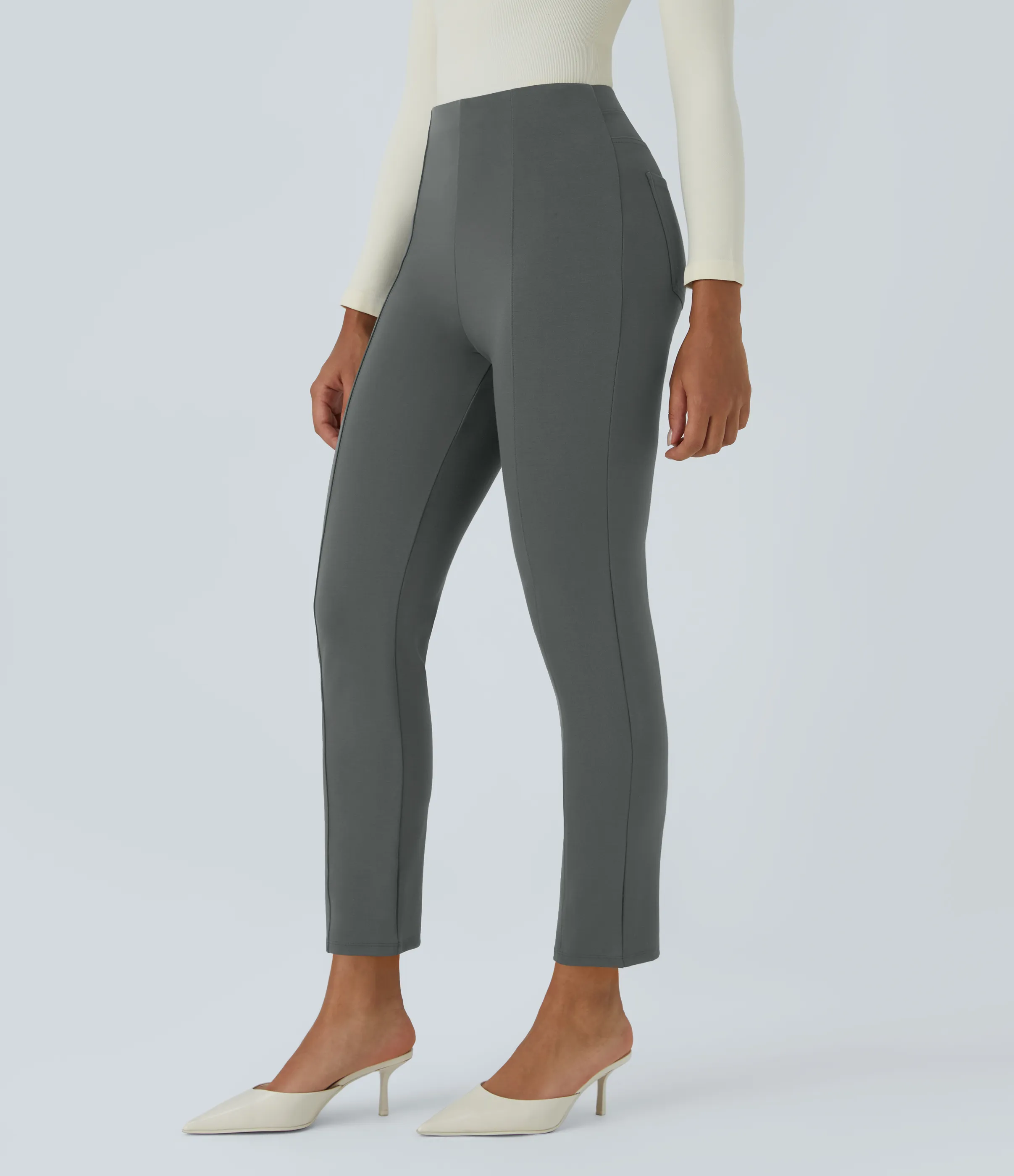 Halara Pantalón Halara Flex™ oficina ajustado bolsillo lateral posterior tiro alto - Sedona Sage - XS(regular) sold by Halara product image thumbnail 4