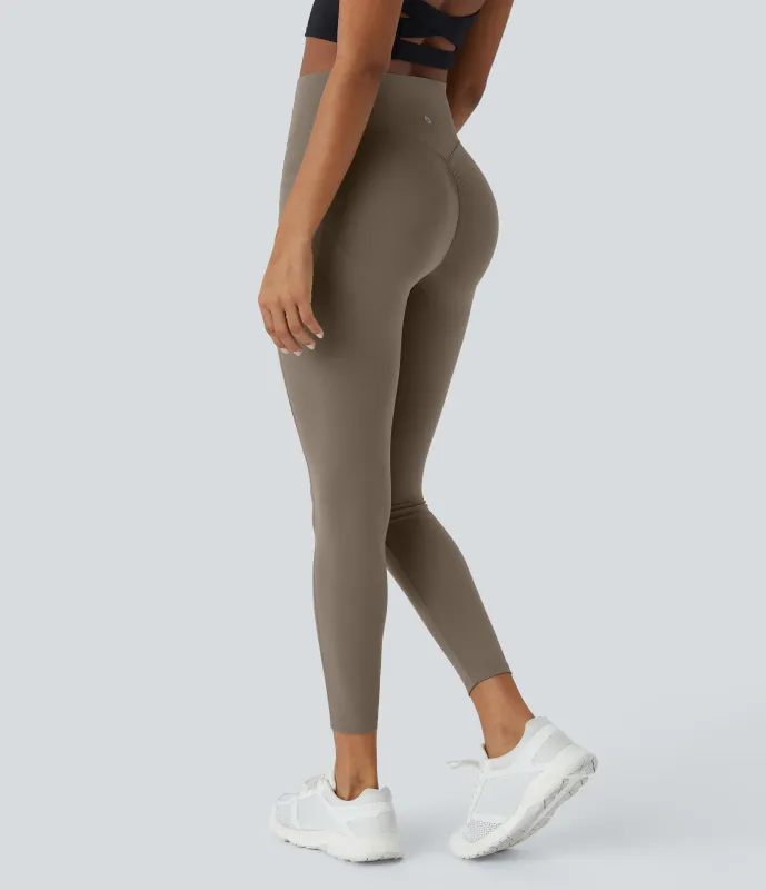 Halara Leggings SoCinched UltraSculpt entrenamiento moldeador bolsillo lateral control abdomen tiro alto - Dawn Brown - S(7/8) sold by Halara