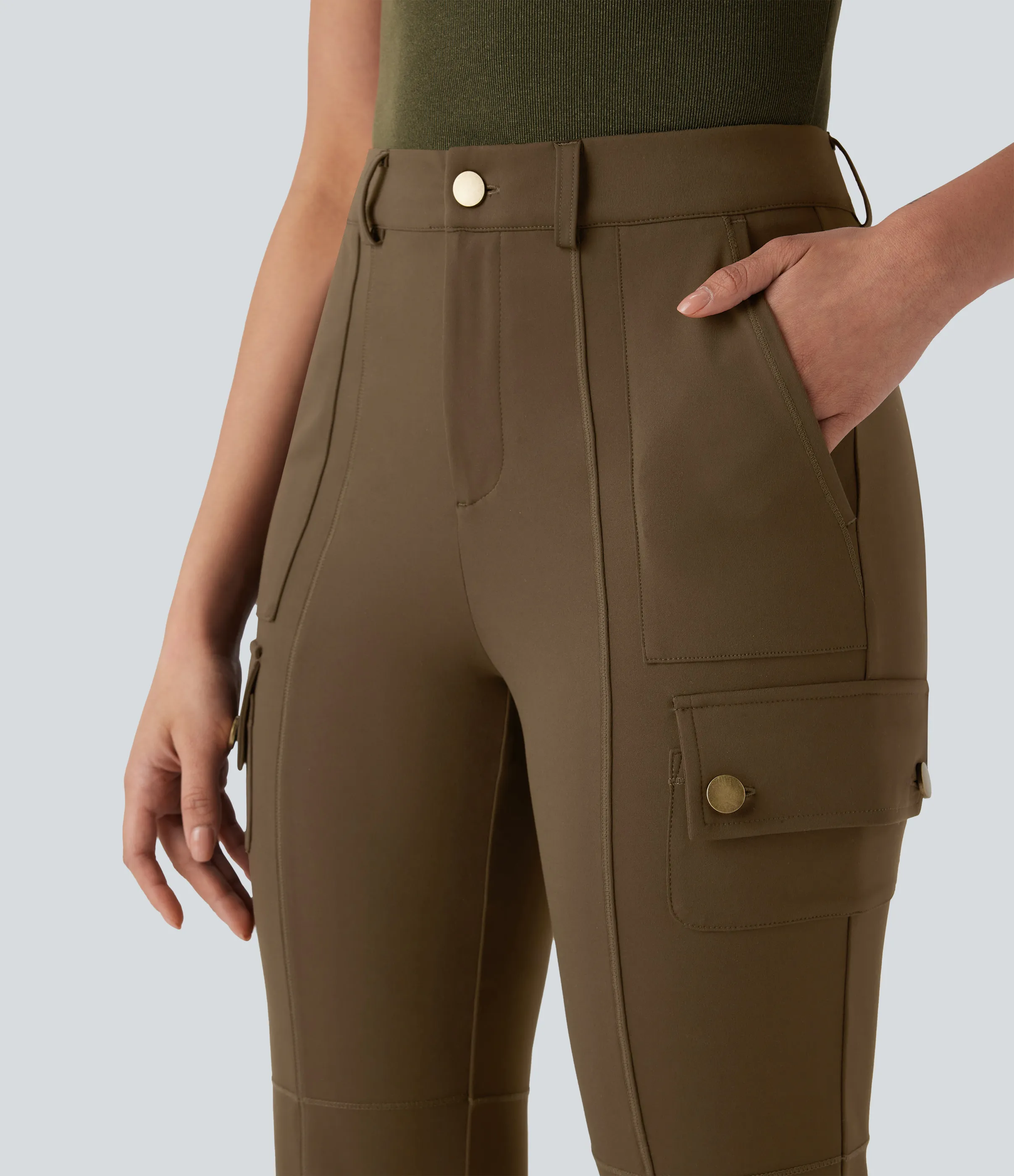 Halara Pantalón cargo bota senderismo múltiple bolsillo tiro medio - Sepia - S(regular) sold by Halara product image thumbnail 5