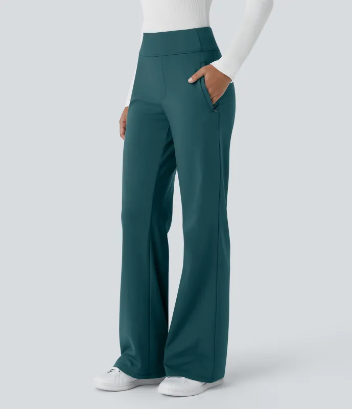 Halara Pantalón oficina acampanado bolsillo lateral tiro alto - Atlantic Deep - XL(petite) sold by Halara