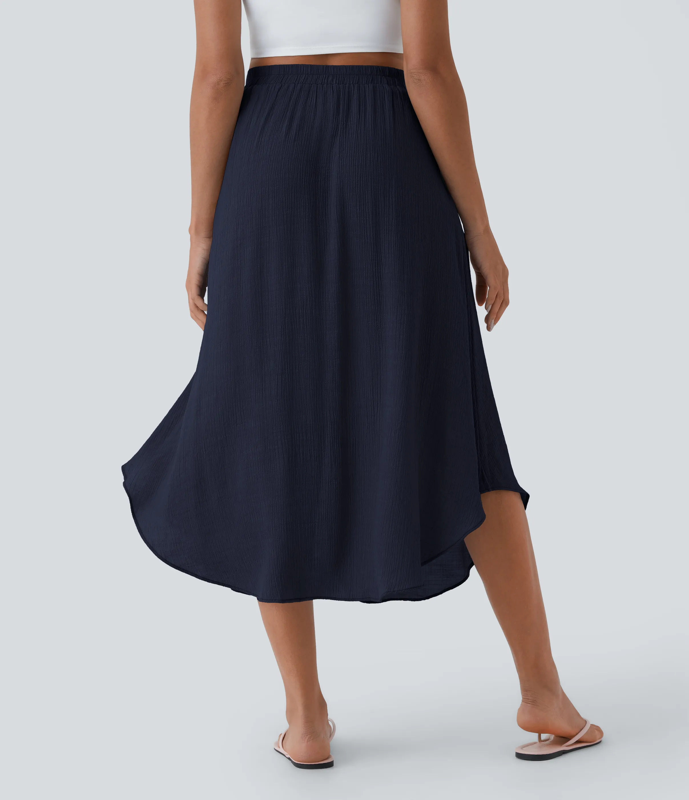 Halara Falda casual midi fluida con bolsillo lateral con botones y cordón de talle alto - Maritime Blue - XS(regular) sold by Halara product image thumbnail 3