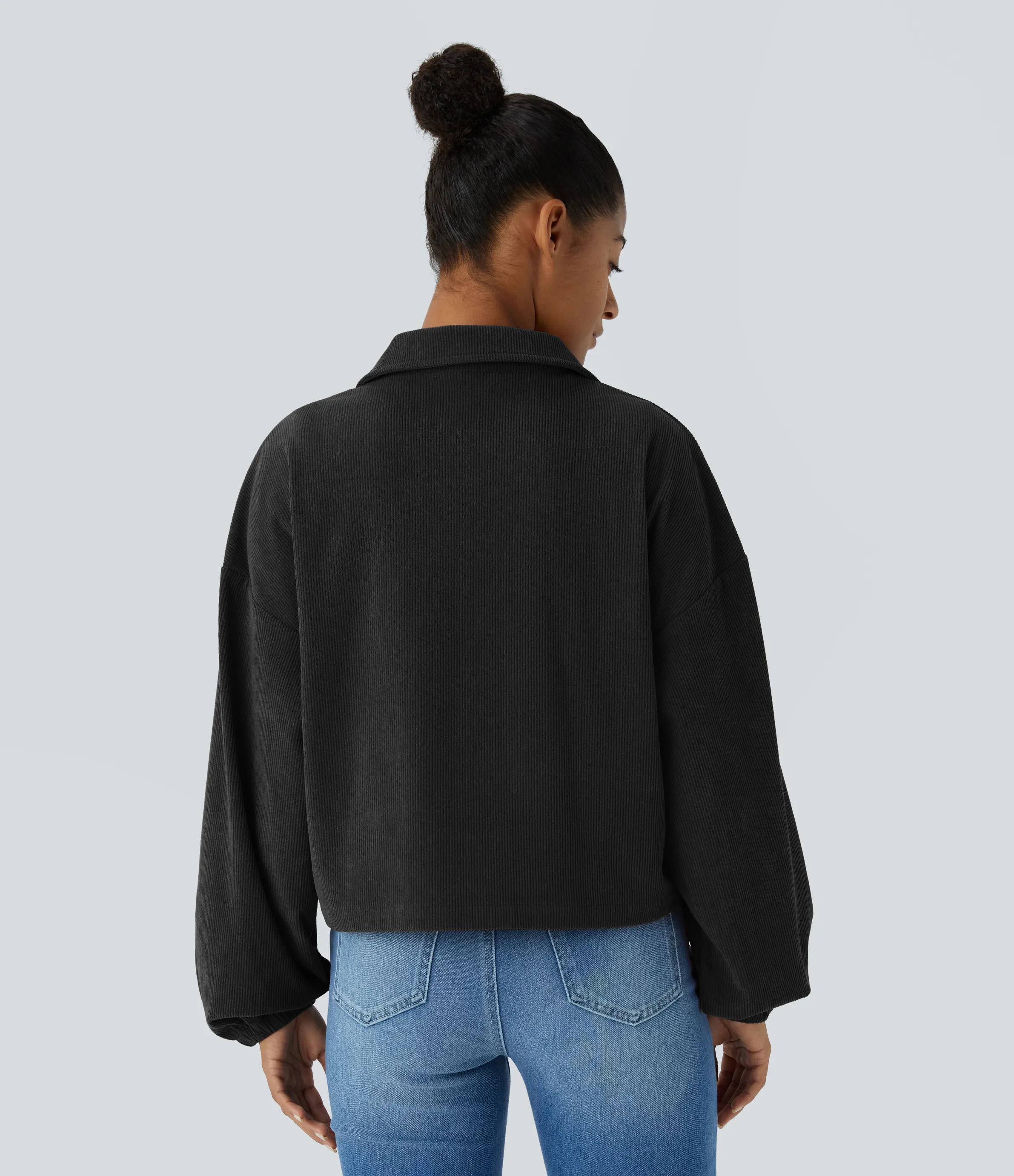 Halara Chaqueta pana cuello botón manga larga bolsillo pecho - Black - XS sold by Halara product image thumbnail 3