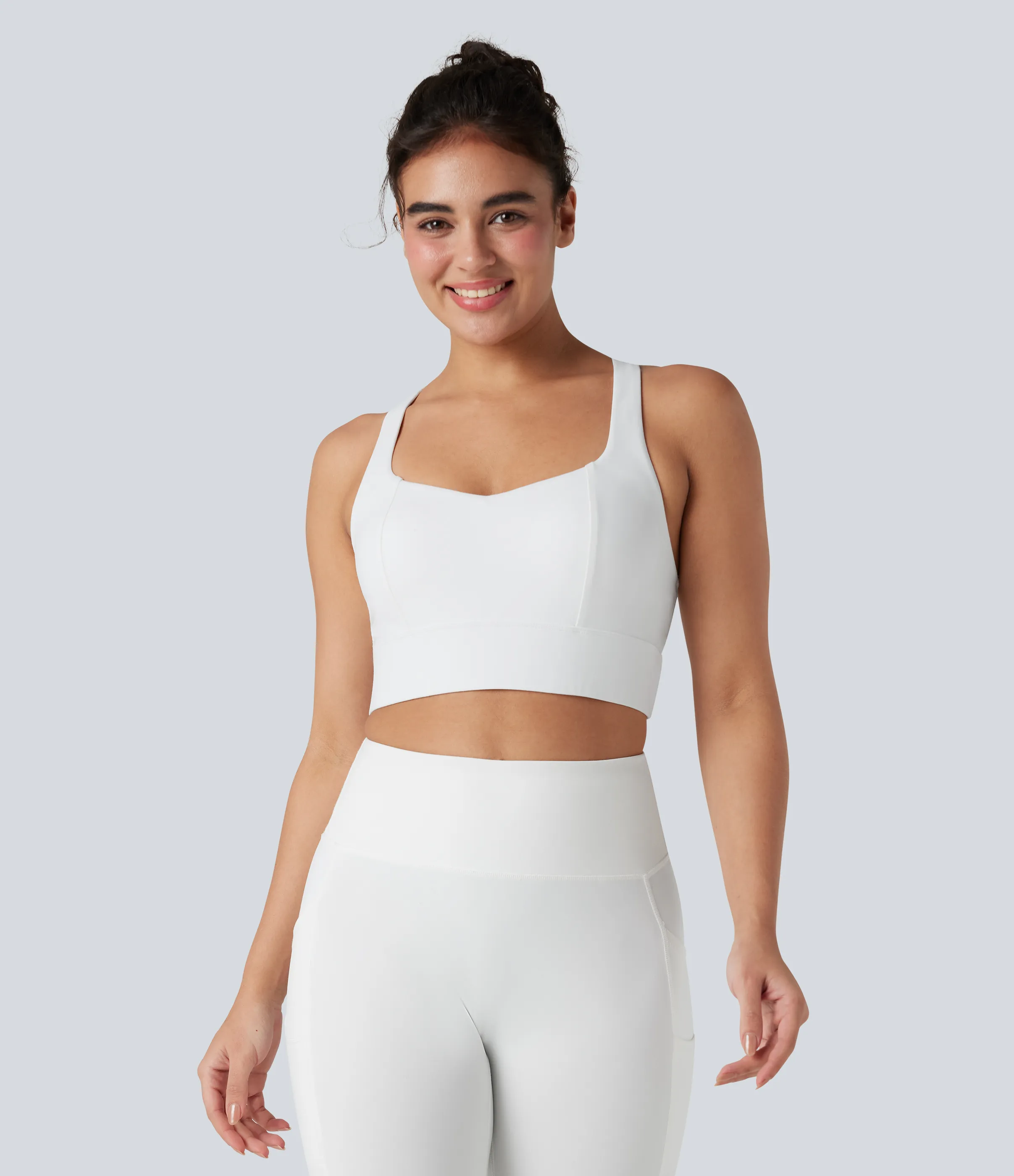 Halara Brasier deportivo de sujeción baja para yoga tipo racerback con tirantes cruzados en copas A-C - White - XL sold by Halara product image thumbnail 3