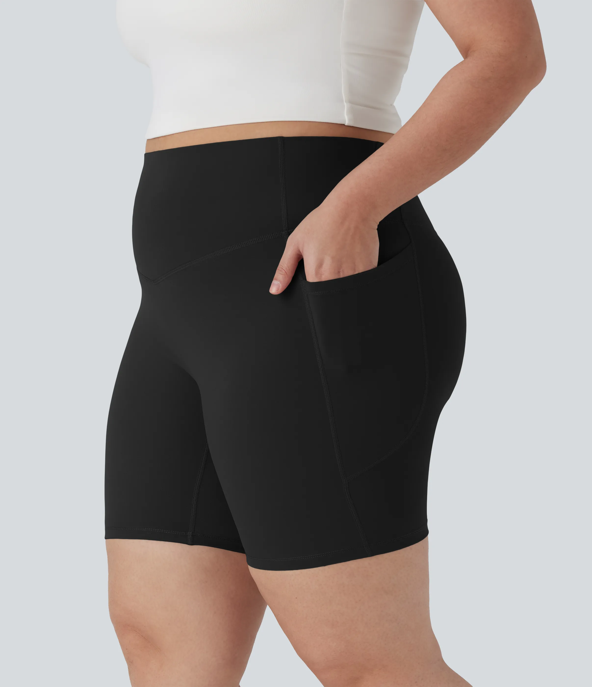 Halara Shorts biker Halara UltraSculpt™ moldeadores de tiro alto con bolsillos laterales para tallas grandes en longitud 17.5cm - Black - 3X sold by Halara product image thumbnail 2
