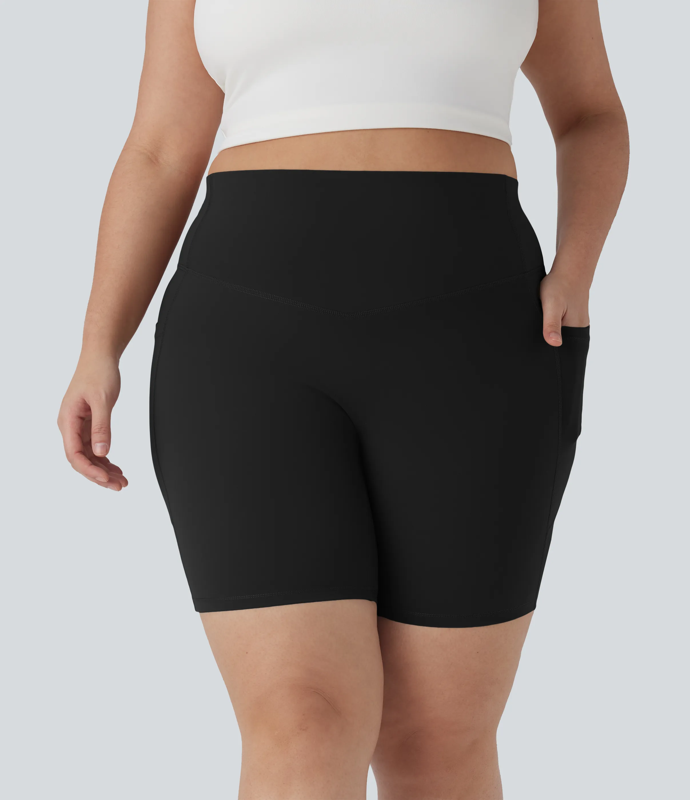 Halara Shorts biker Halara UltraSculpt™ moldeadores de tiro alto con bolsillos laterales para tallas grandes en longitud 17.5cm - Black - 3X sold by Halara product image thumbnail 4