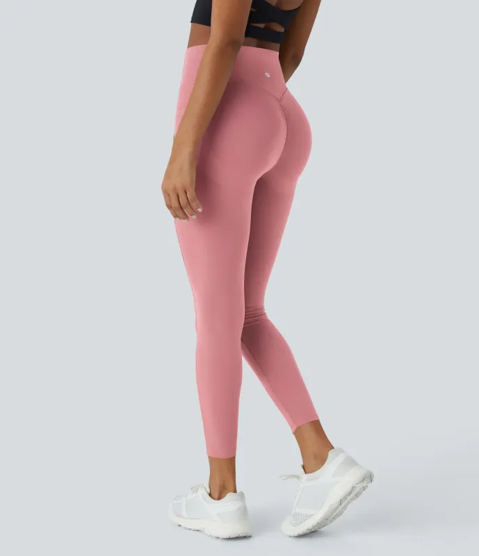 Halara Leggings SoCinched UltraSculpt entrenamiento moldeador bolsillo lateral control abdomen tiro alto - Rose Pink - XL(7/8) sold by Halara