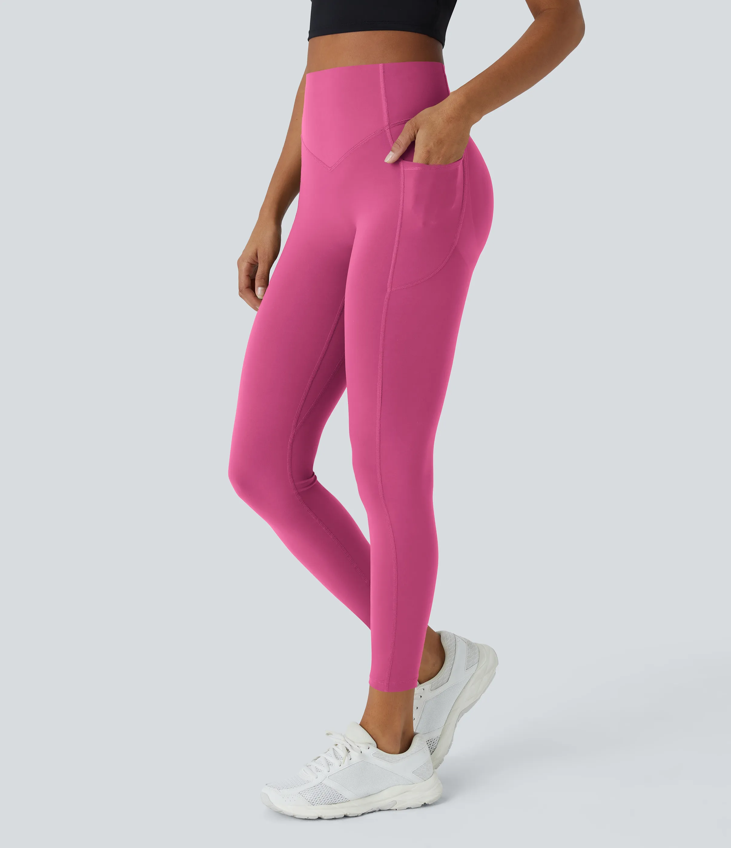 Halara Leggings SoCinched UltraSculpt entrenamiento moldeador bolsillo lateral control abdomen tiro alto - Pink Power - S(7/8) sold by Halara product image thumbnail 4