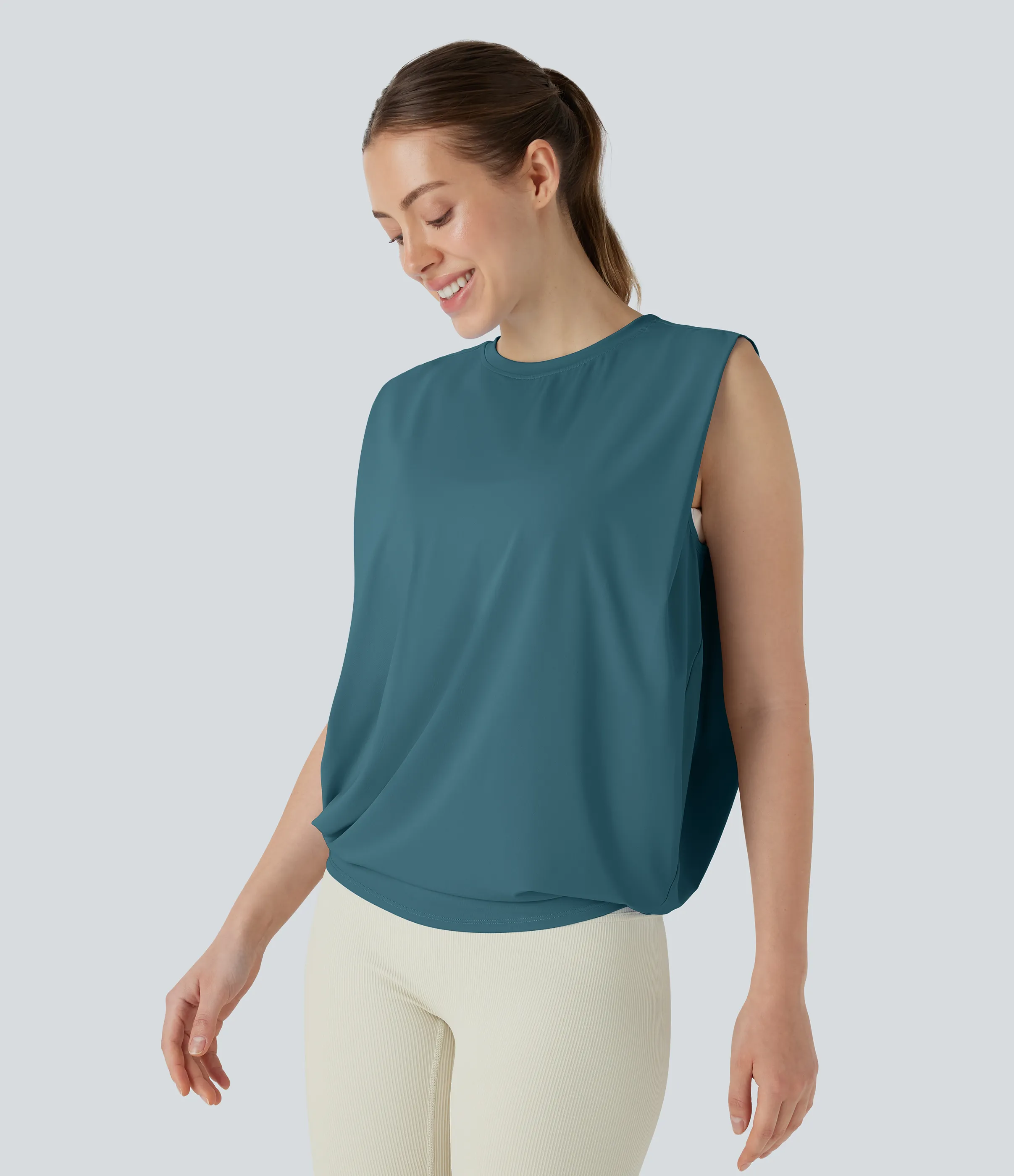 Halara Camiseta yoga cuello redondo fruncido tacto fresco - UPF 50+ - Hydro - S sold by Halara product image thumbnail 4