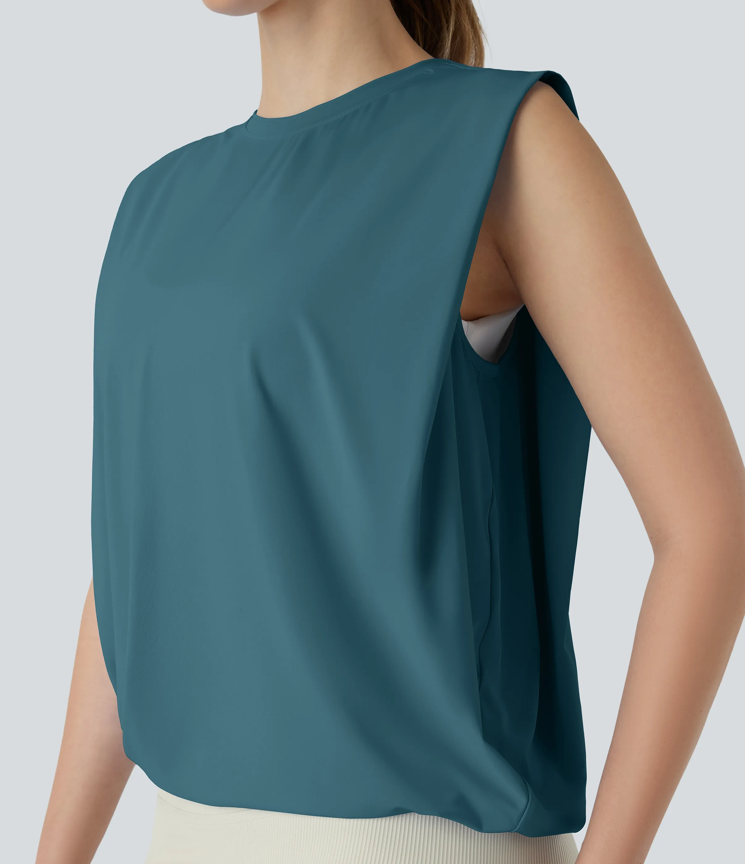 Halara Camiseta yoga cuello redondo fruncido tacto fresco - UPF 50+ - Hydro - S sold by Halara product image thumbnail 5