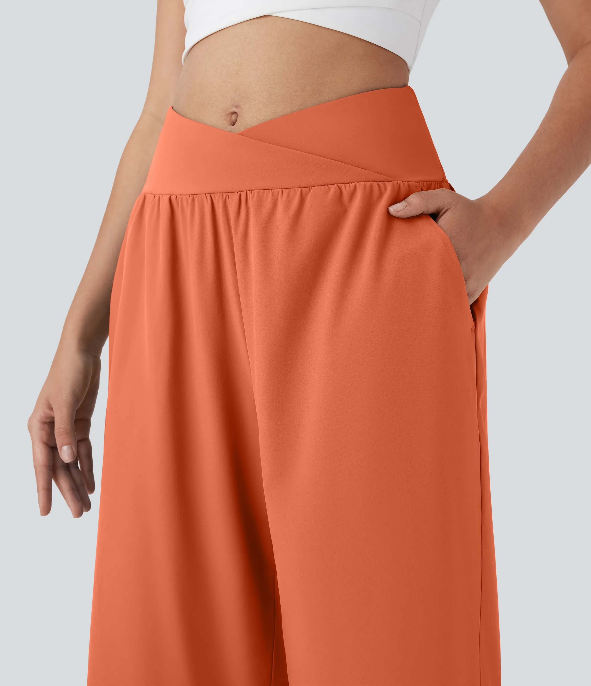 Halara Pantalón Breezeful™ capri resort tiro alto bolsillo lateral cruzado abertura secado rápido - Flamingo - XS(regular) sold by Halara product image thumbnail 5