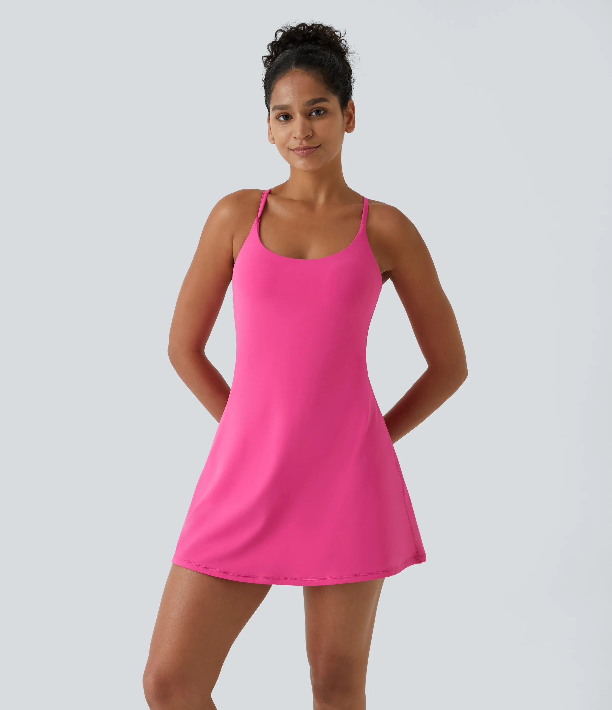 Halara Vestido deportivo SoftlyZero™ Plush afelpado sin espalda en copas D-F - Fuchsia Purple - XS sold by Halara product image thumbnail 2