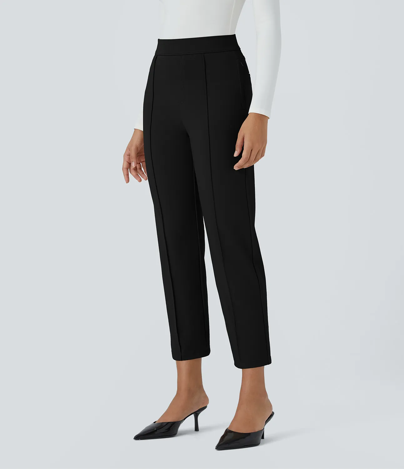 Halara Pantalón Halara Flex™ oficina ajustado bolsillo lateral tiro medio alto - Black - XL(regular) sold by Halara product image thumbnail 4