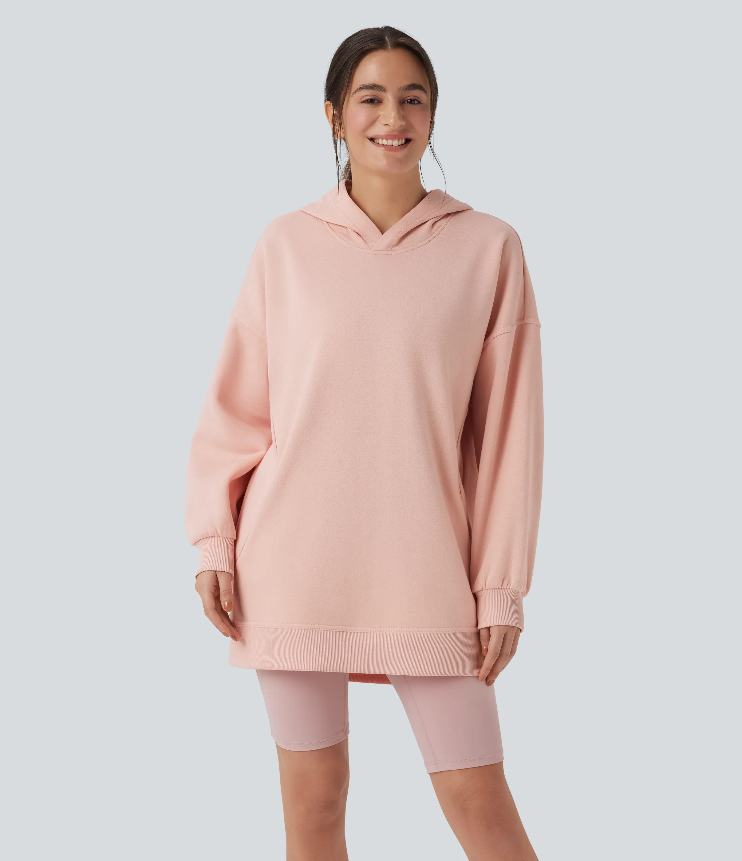 Halara Sudadera casual polar extragrande de manga larga con capucha y bolsillos - Peachy Keen - M sold by Halara product image thumbnail 3