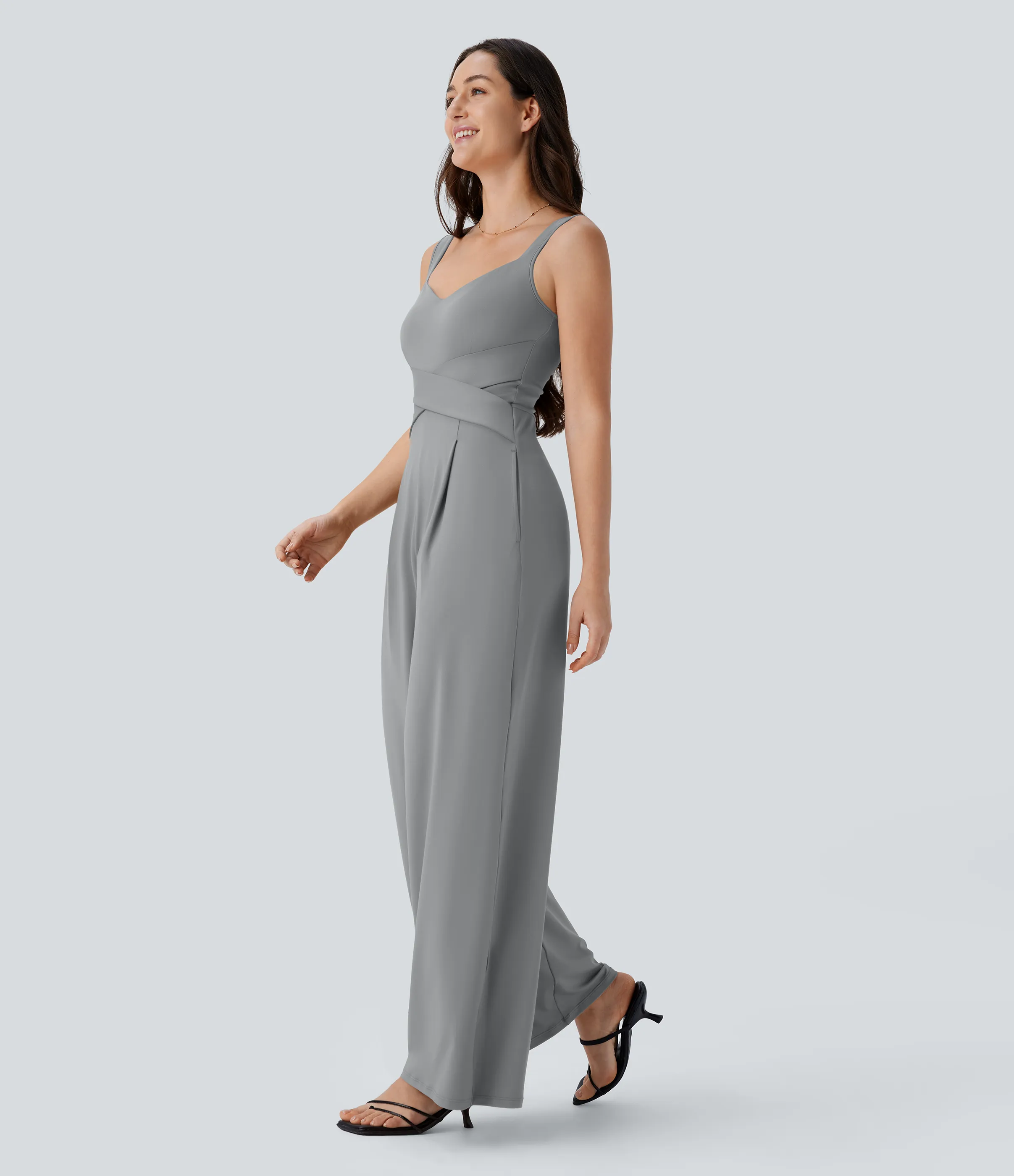 Halara Jumpsuit casual sin mangas con espalda en U y bolsillos - Ultimate Gray - XL(regular) sold by Halara product image thumbnail 4